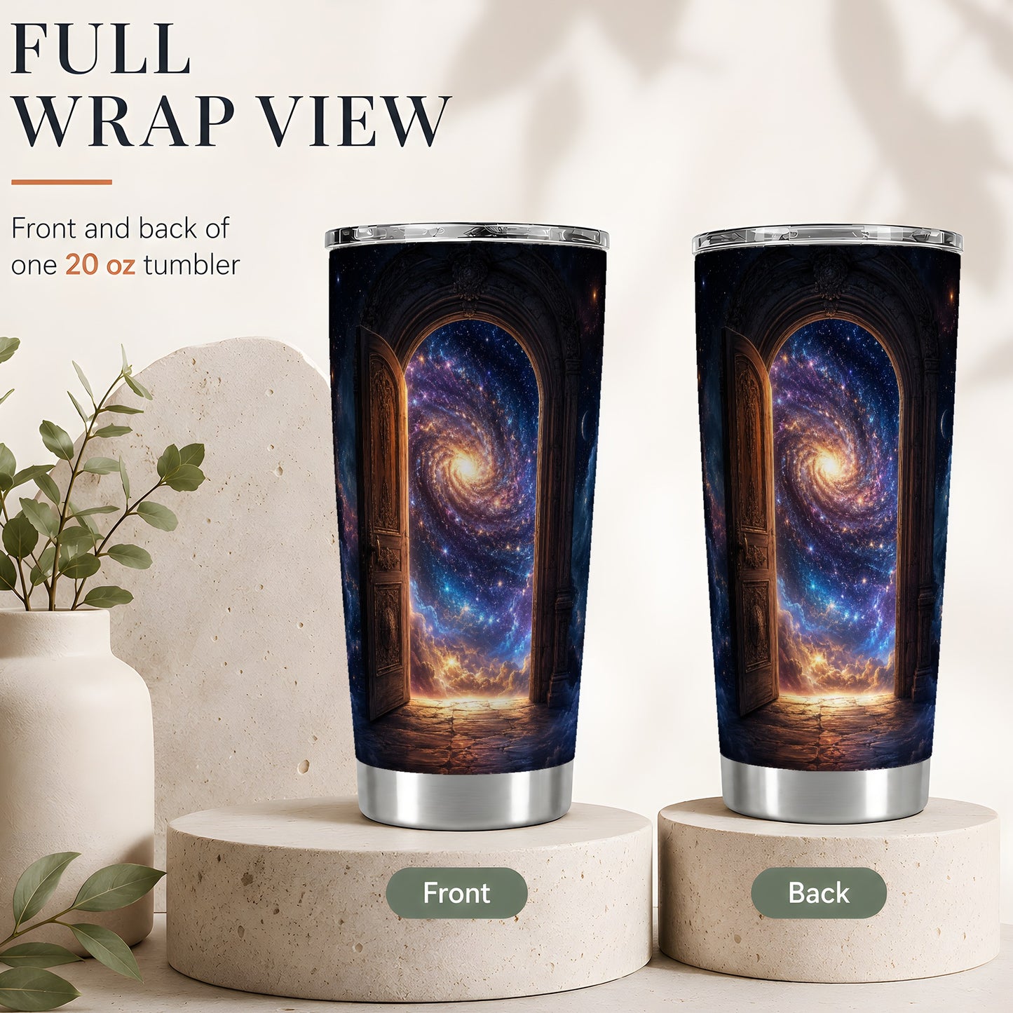 #pl[20oz|Steel] Cosmic Doorway 20oz Skinny Tumbler, Galaxy Portal Design