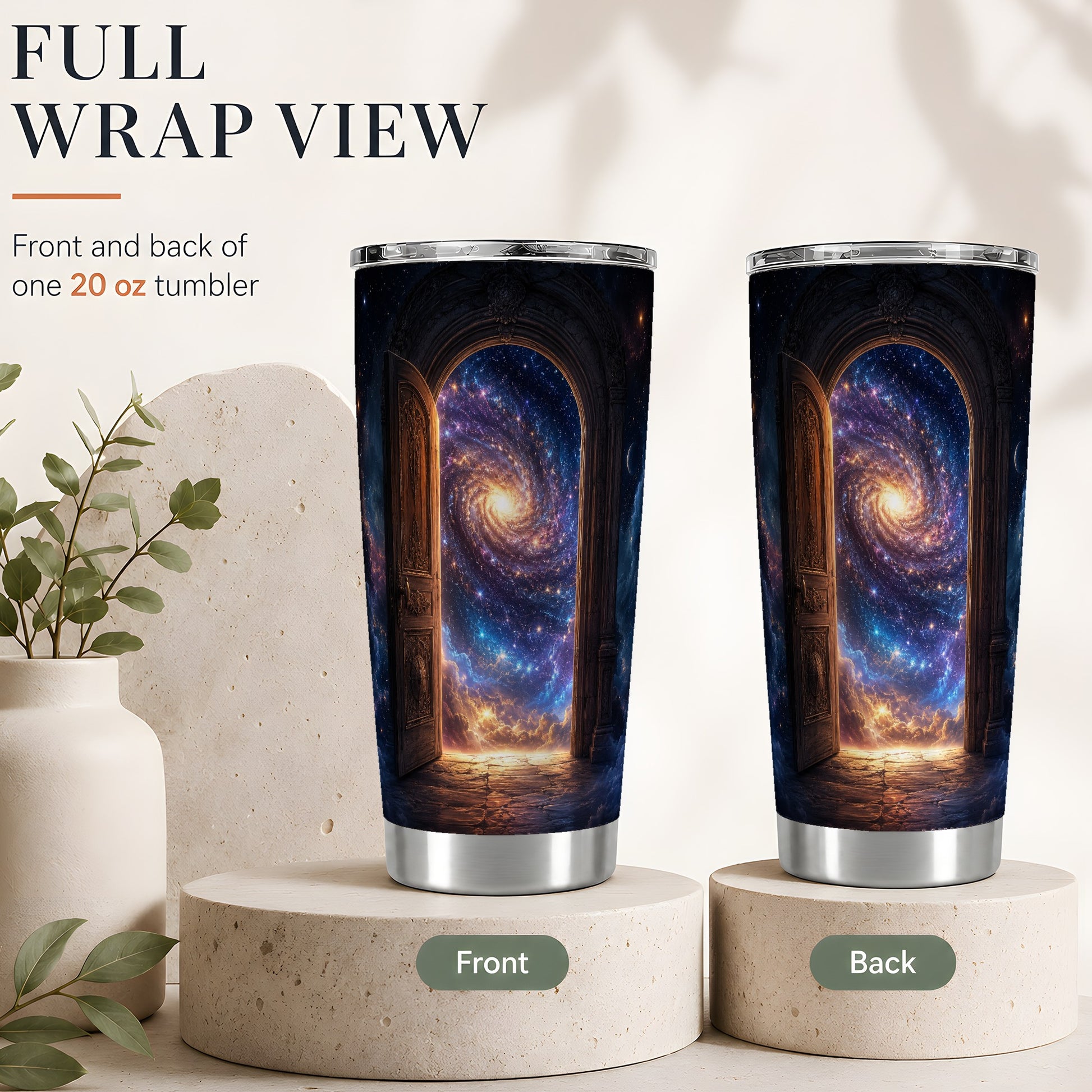 #pl[20oz|Steel] Cosmic Doorway 20oz Skinny Tumbler, Galaxy Portal Design