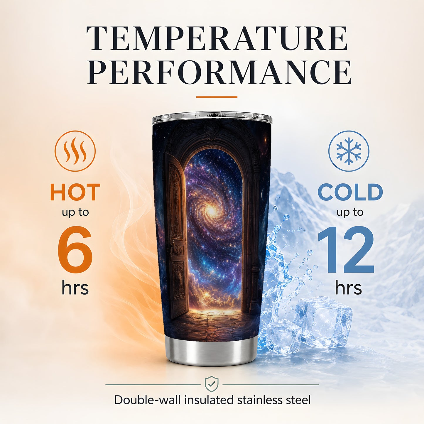 #pl[20oz|Steel] Cosmic Doorway 20oz Skinny Tumbler, Galaxy Portal Design