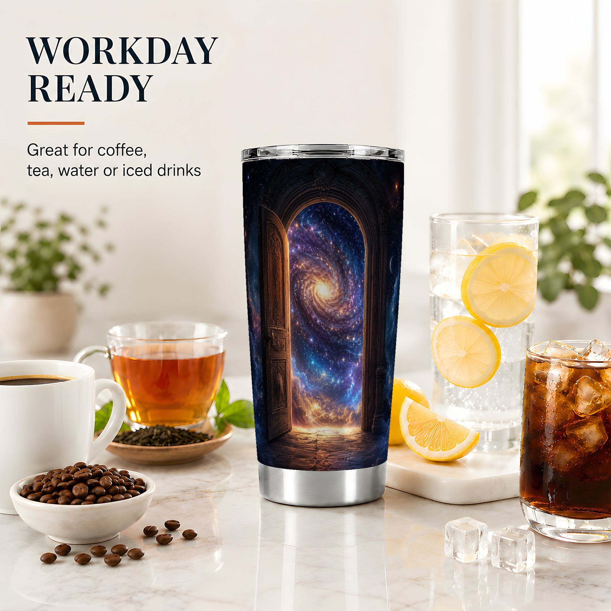 #pl[20oz|Steel] Cosmic Doorway 20oz Skinny Tumbler, Galaxy Portal Design