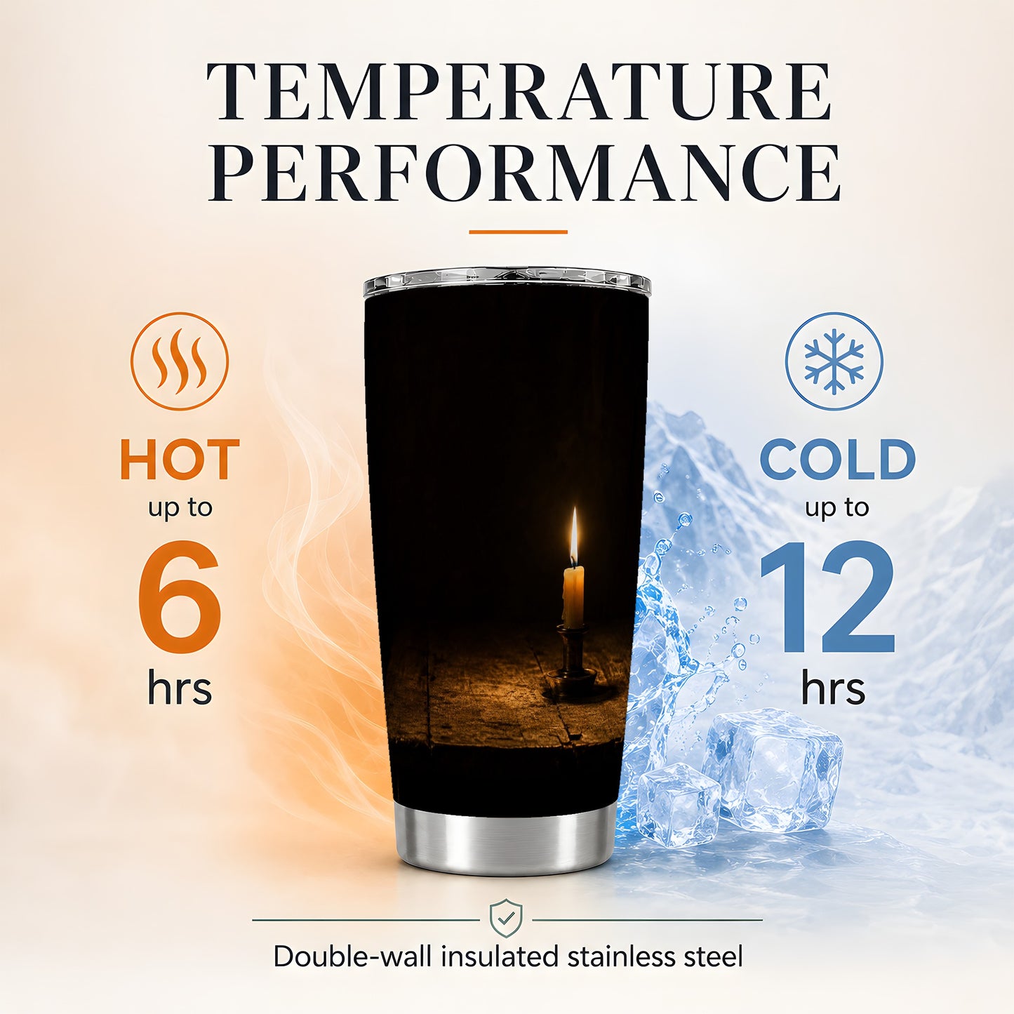 #pl[20oz|Steel] Candlelight 20oz Skinny Tumbler, Dark Cozy Night Still Life