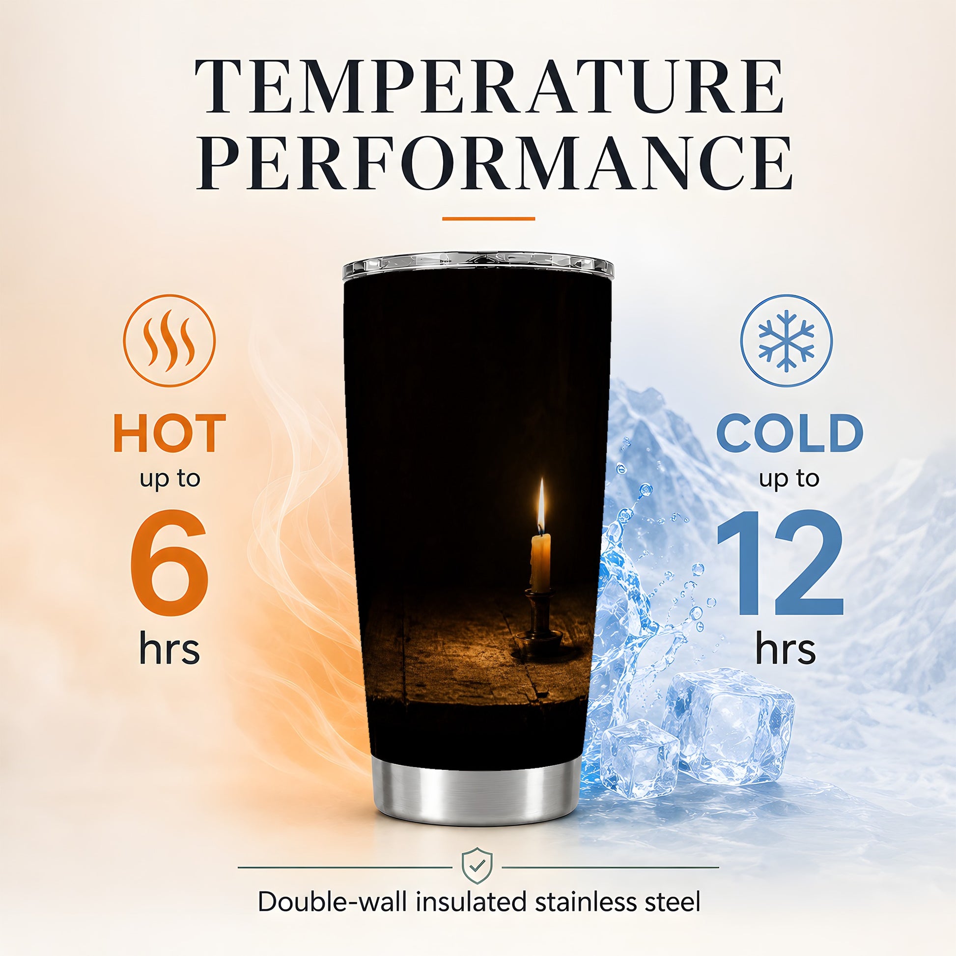 #pl[20oz|Steel] Candlelight 20oz Skinny Tumbler, Dark Cozy Night Still Life