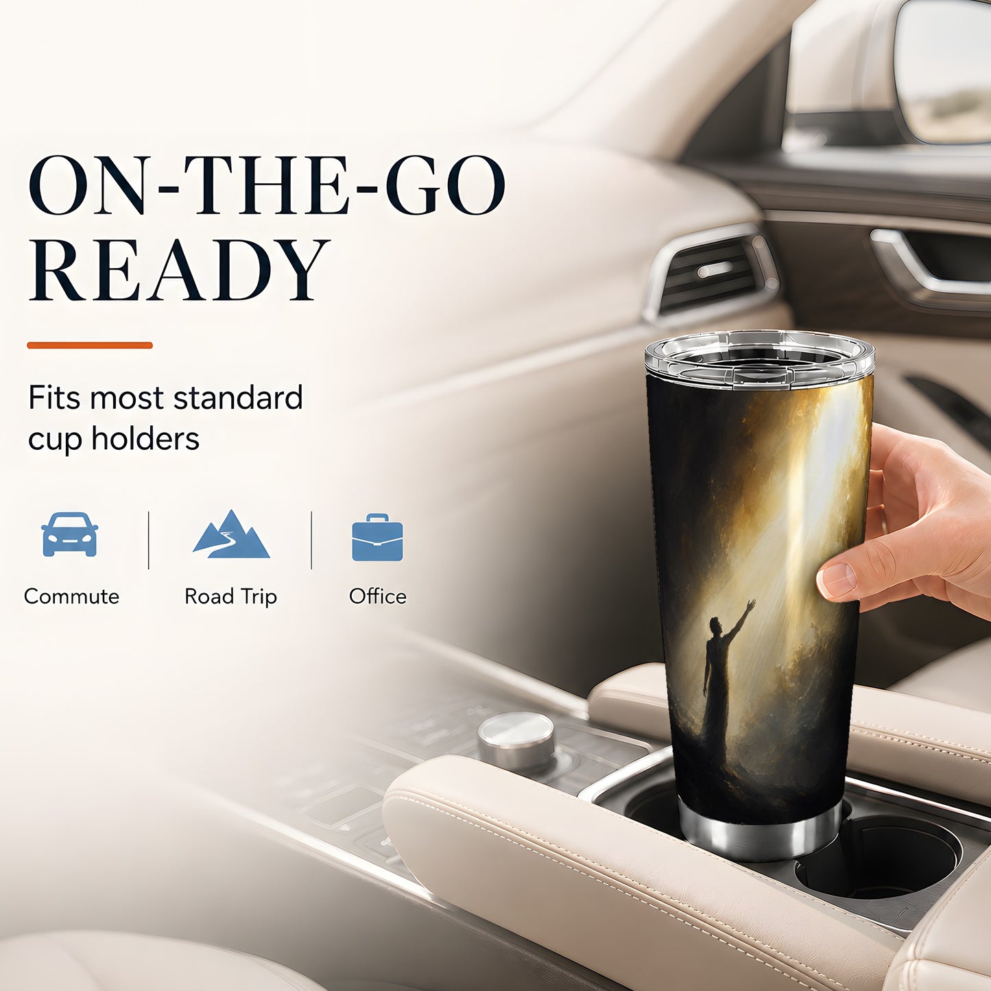 #pl[20oz|Steel] Reaching for Light 20oz Skinny Tumbler, Hopeful Cave Design