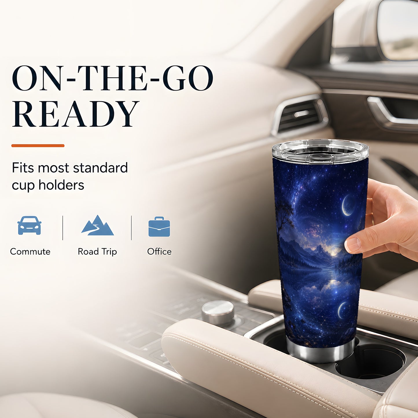 #pl[20oz|Steel] Cosmic Lake 20oz Skinny Tumbler, Moonlit Starry Night Art