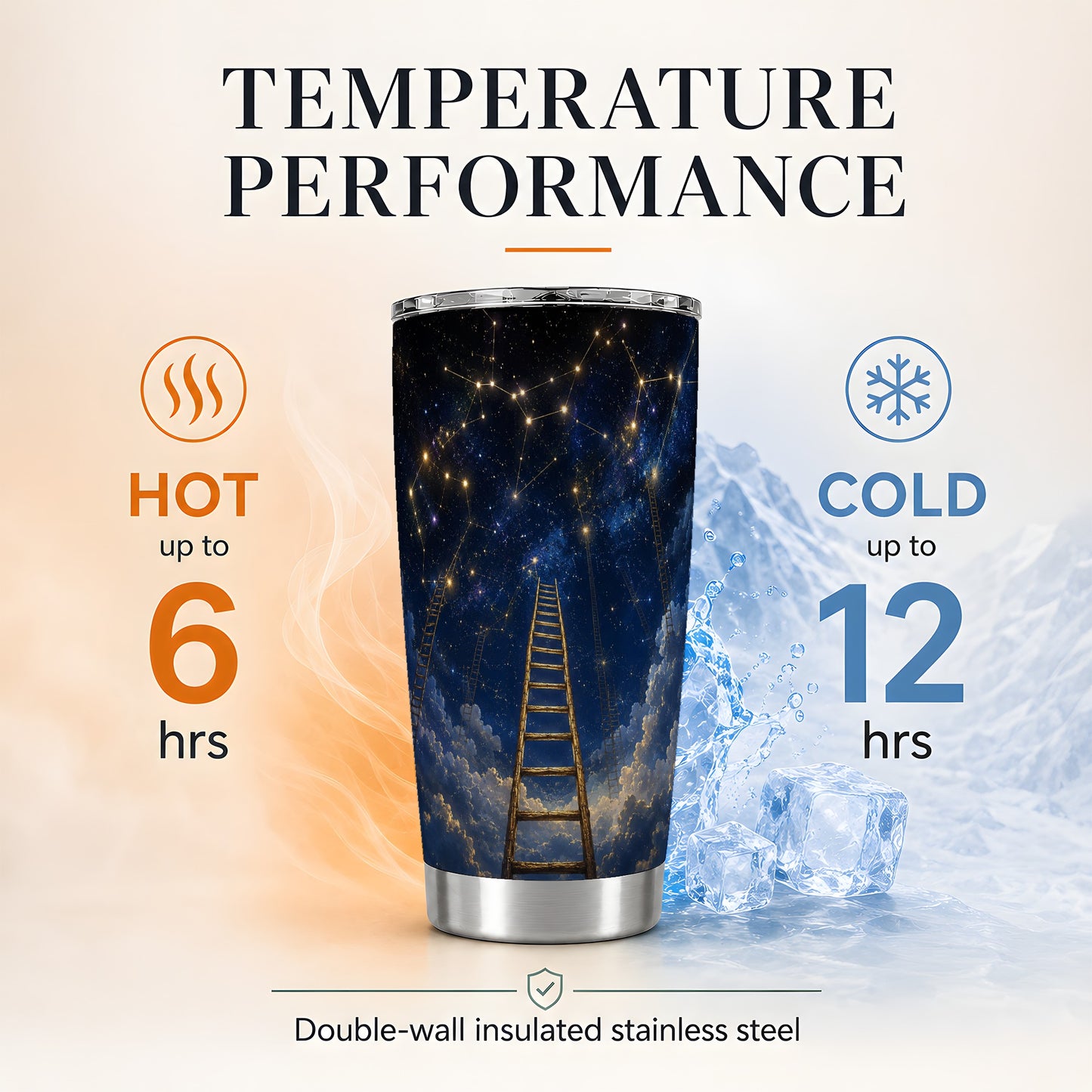 #pl[20oz|Steel] Ladder to the Stars 20oz Skinny Tumbler, Celestial Dream Design