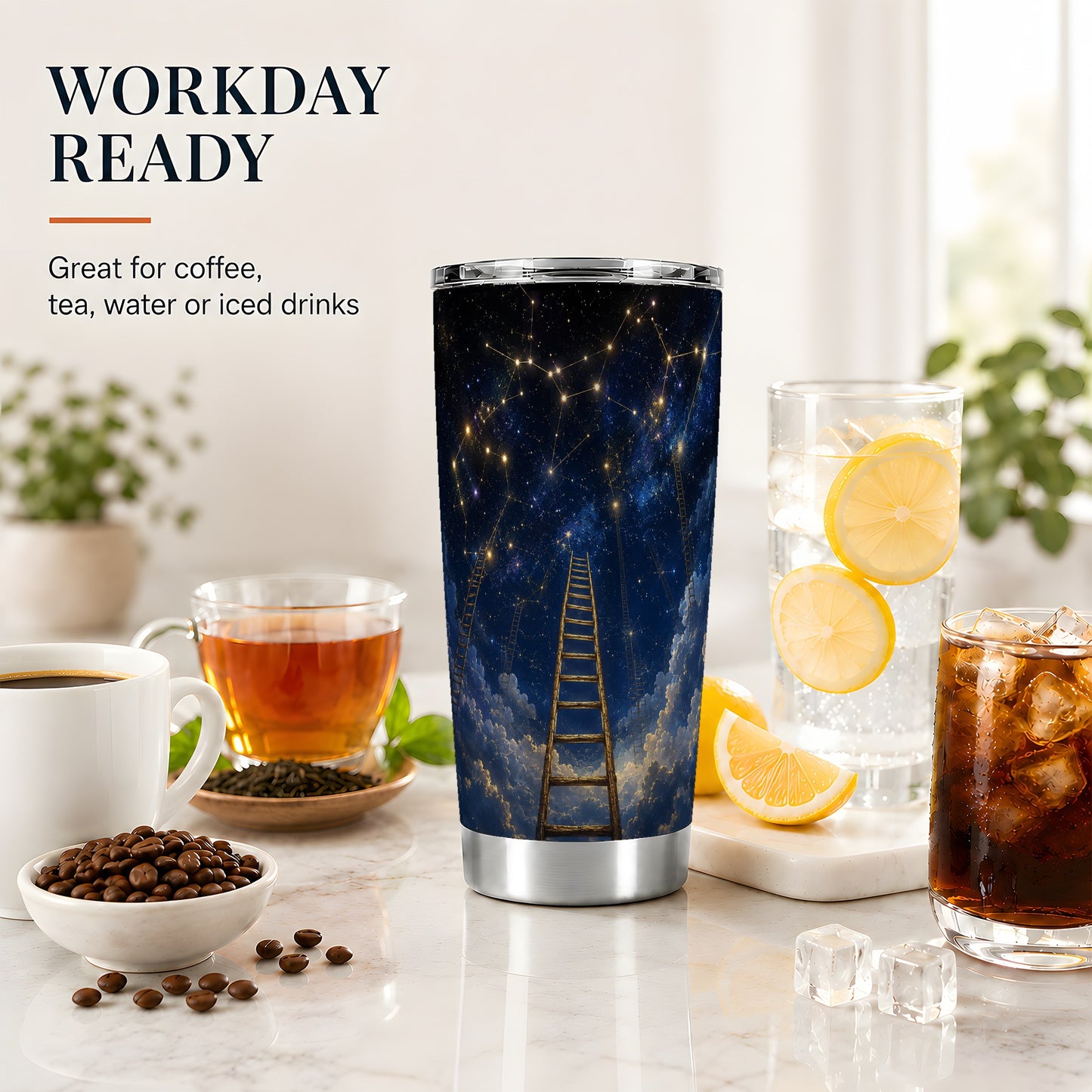 #pl[20oz|Steel] Ladder to the Stars 20oz Skinny Tumbler, Celestial Dream Design