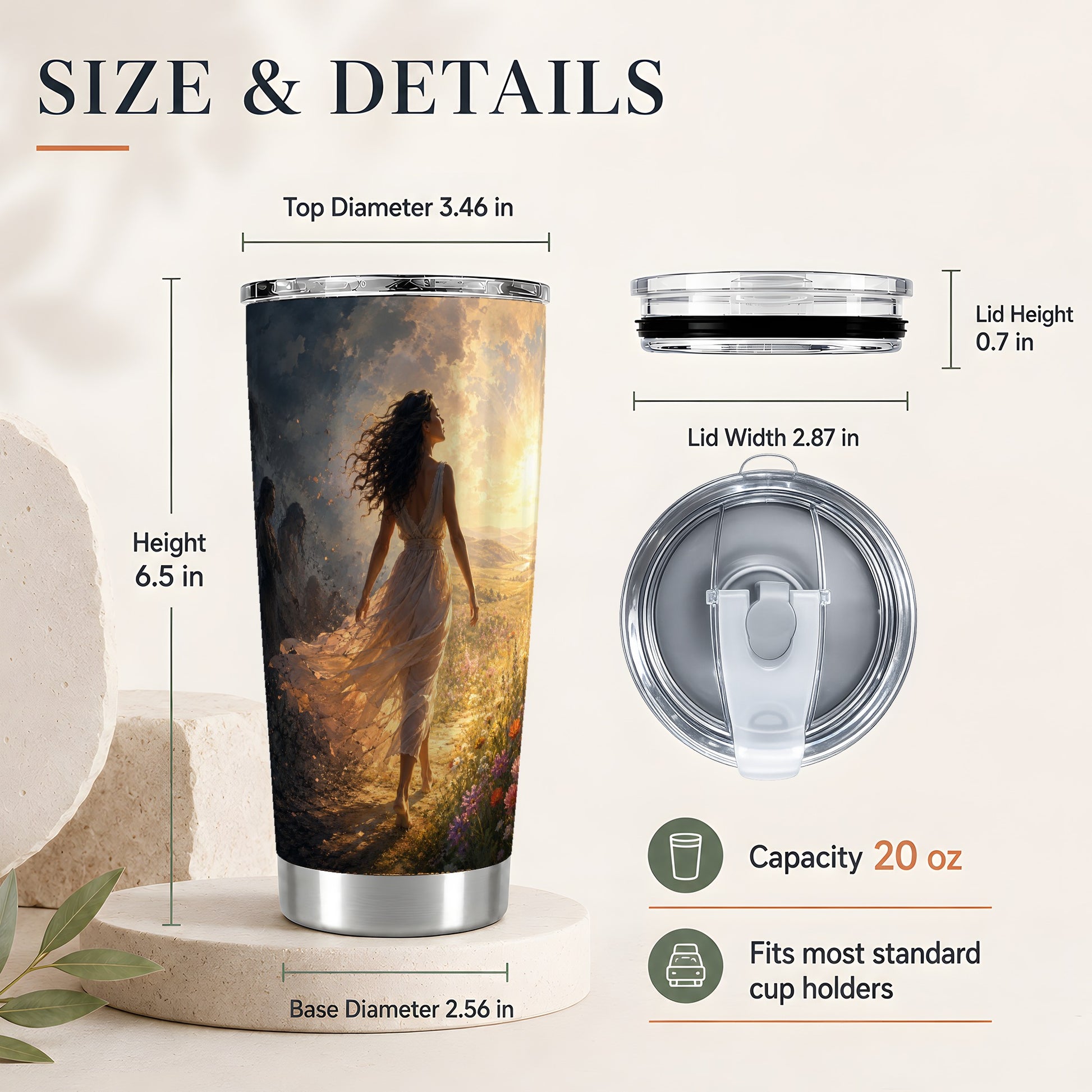 #pl[20oz|Steel] Into the Light 20oz Skinny Tumbler, Hopeful Sunrise Journey