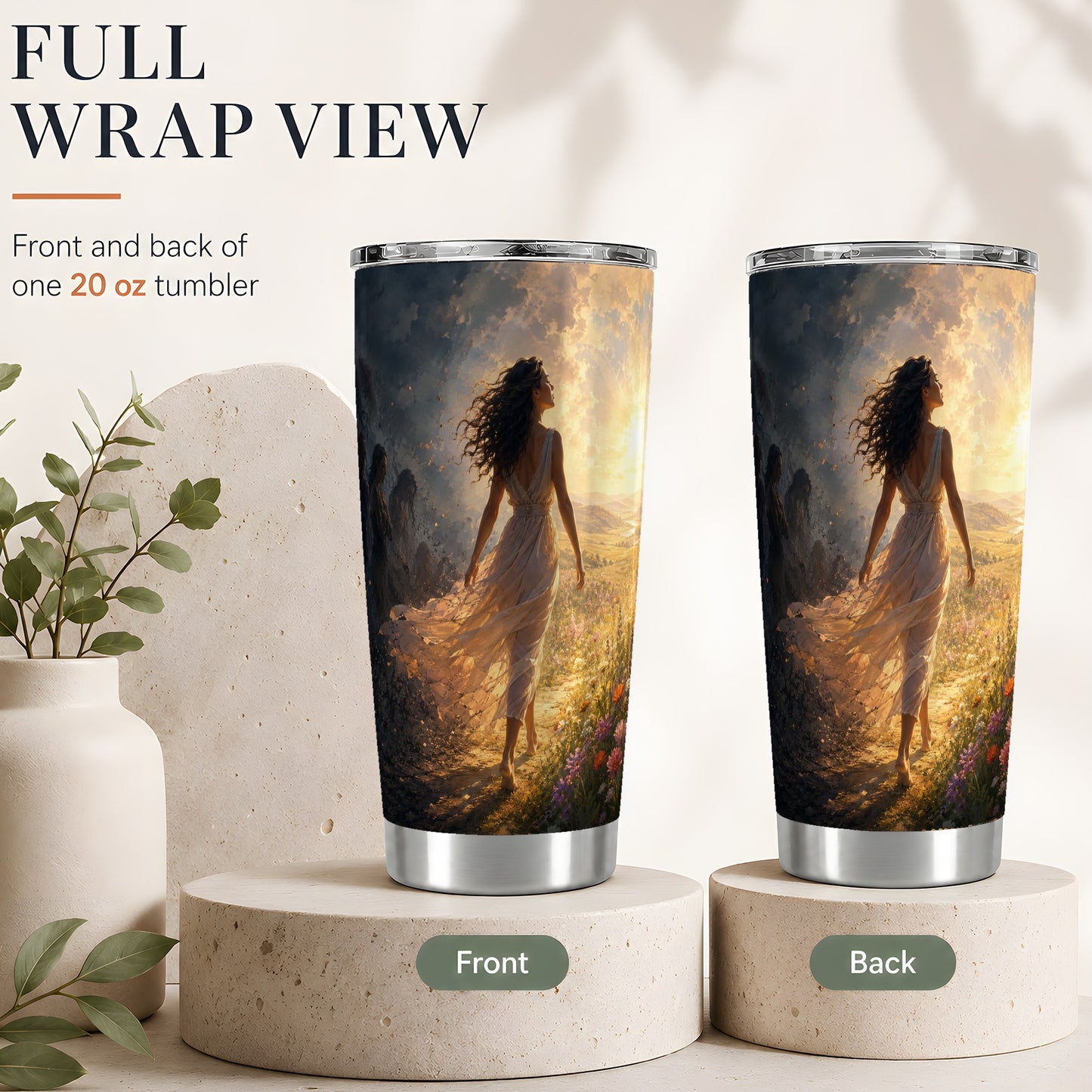 #pl[20oz|Steel] Into the Light 20oz Skinny Tumbler, Hopeful Sunrise Journey