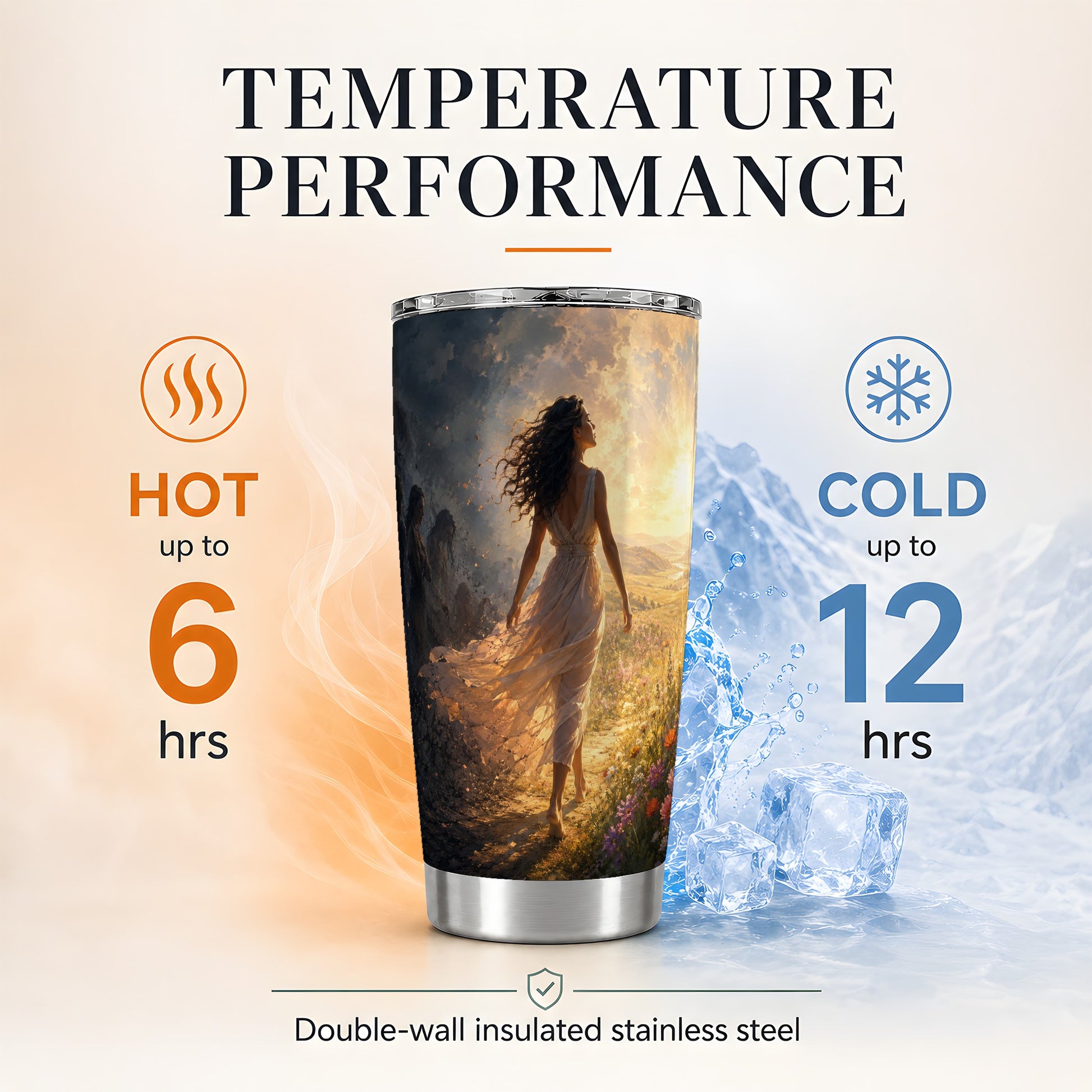 #pl[20oz|Steel] Into the Light 20oz Skinny Tumbler, Hopeful Sunrise Journey