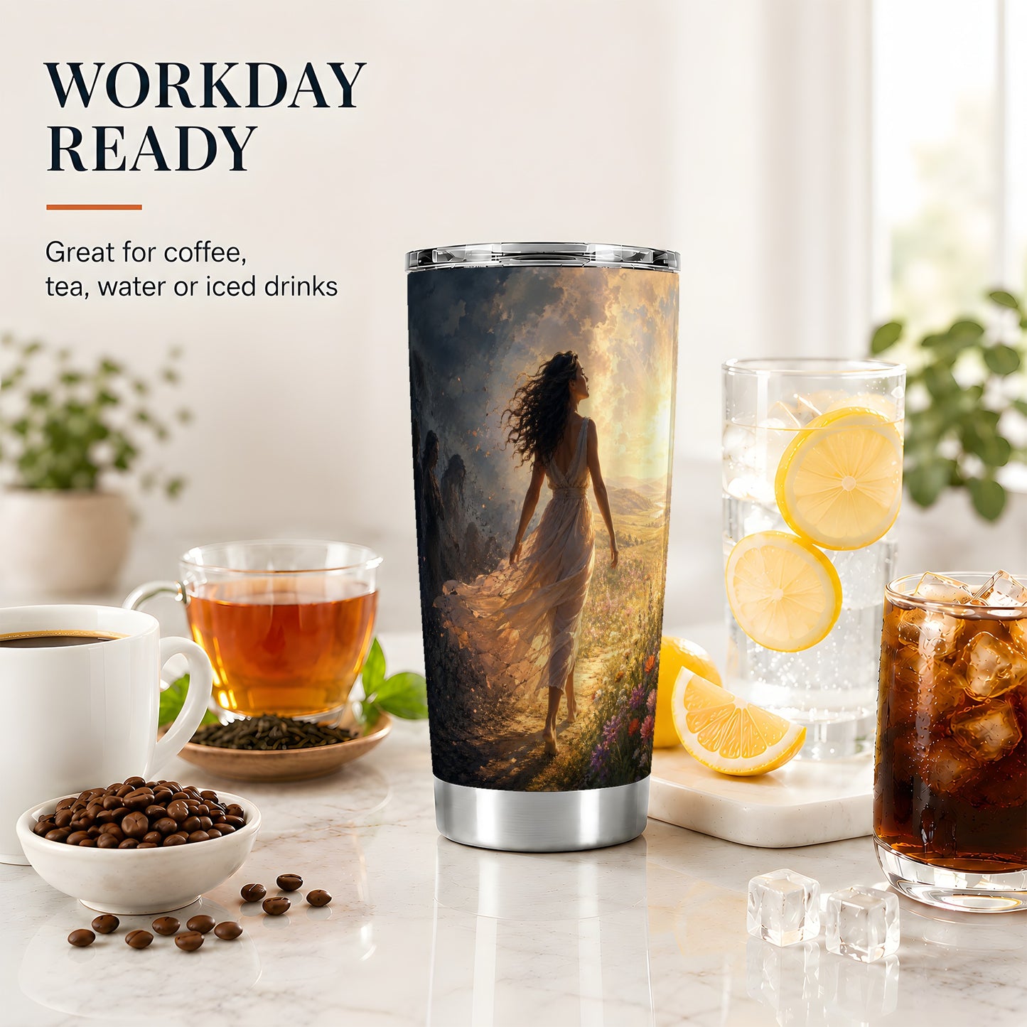 #pl[20oz|Steel] Into the Light 20oz Skinny Tumbler, Hopeful Sunrise Journey