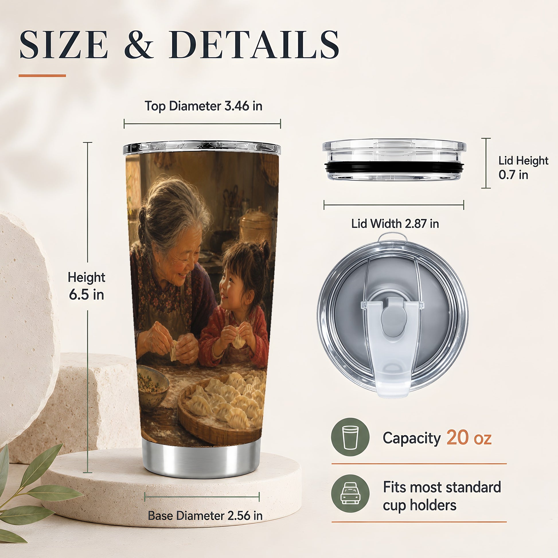 #pl[20oz|Steel] Family Dumpling Making 20oz Skinny Tumbler, Warm Kitchen Art