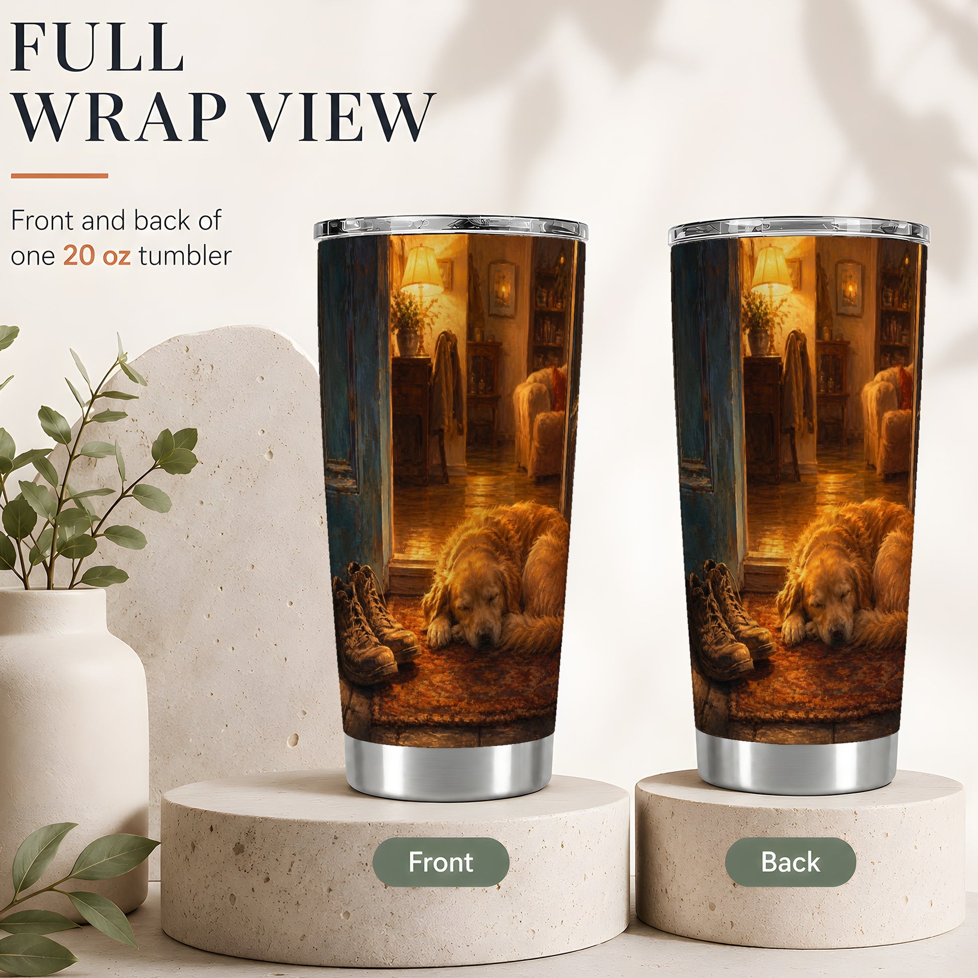 #pl[20oz|Steel] Sleeping Dog Homecoming 20oz Skinny Tumbler, Cozy Entryway Art