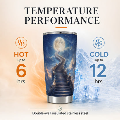 #pl[20oz|Steel] Moon Stairway 20oz Skinny Tumbler, Celestial Dreamscape Art
