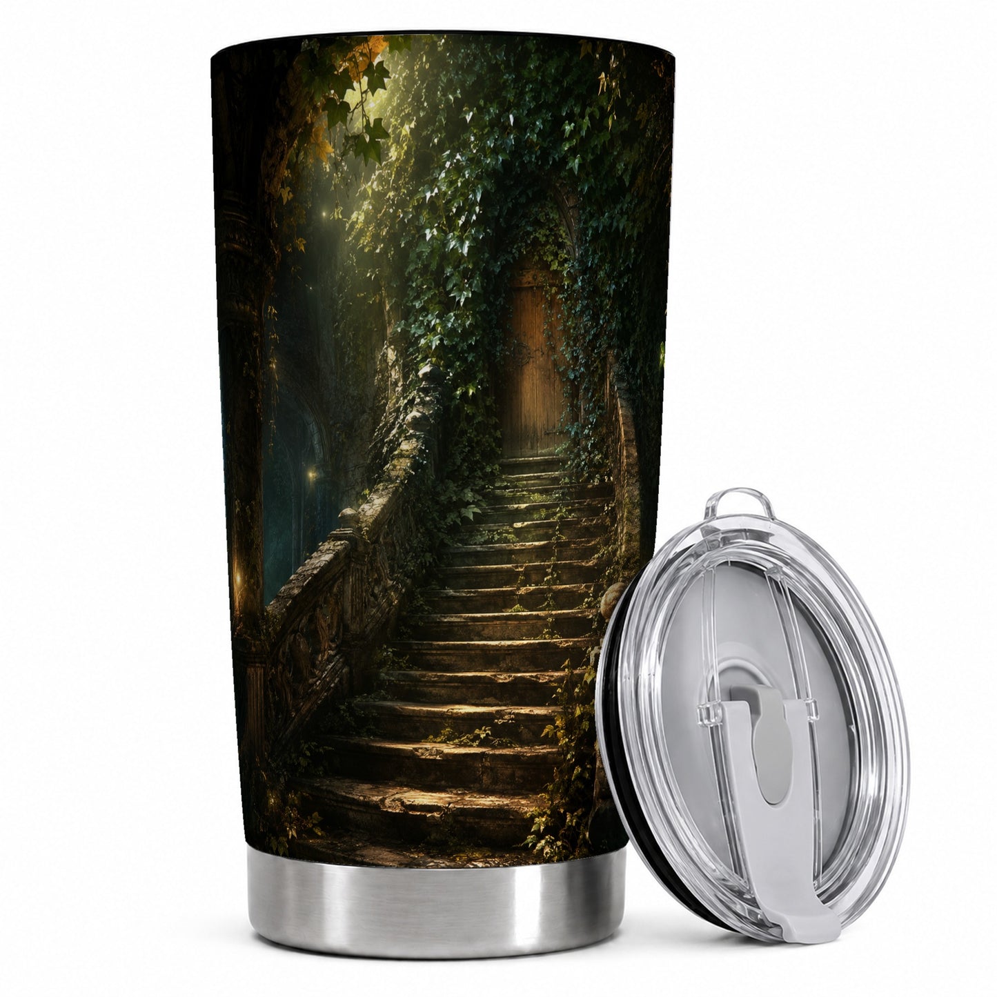 Ivy Hidden Staircase 20oz Skinny Tumbler, Mystic Garden Door Art