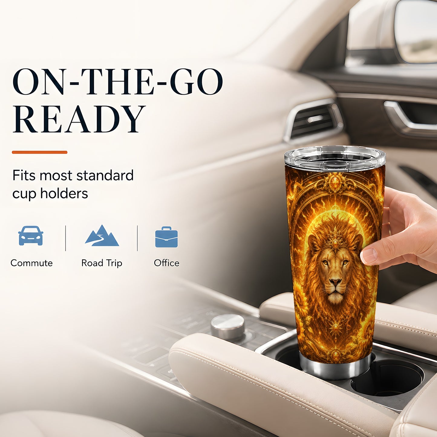 #pl[20oz|Steel] Leo Lion 20oz Skinny Tumbler, Solar Zodiac Sunflower Celestial Art