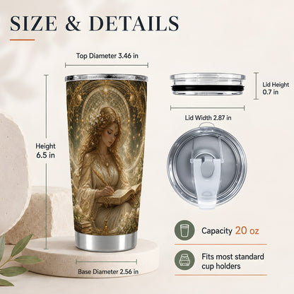 #pl[20oz|Steel] Virgo Maiden 20oz Skinny Tumbler, Celestial Zodiac Floral Writing Art