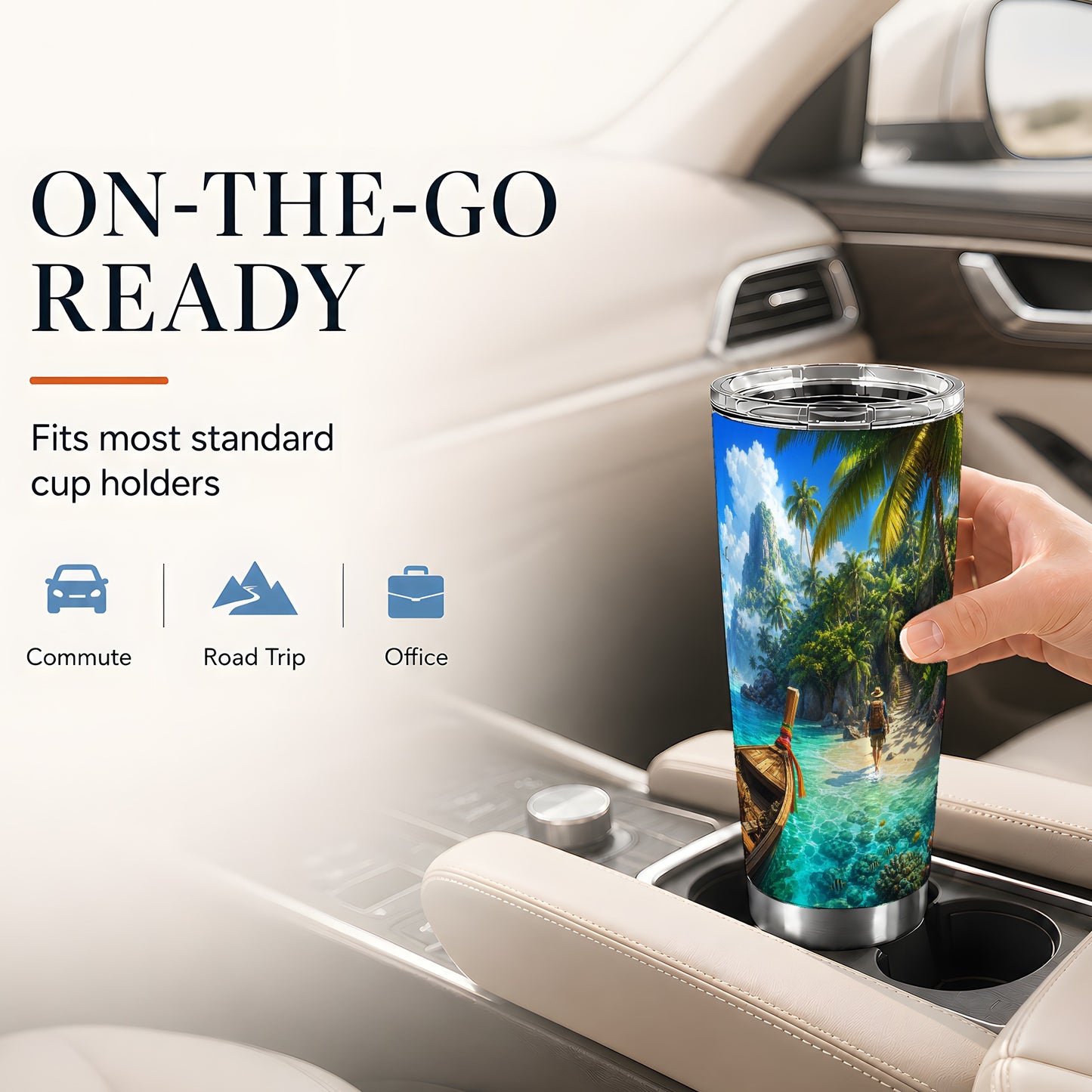 #pl[20oz|Steel] Tropical Island 20oz Skinny Tumbler, Turquoise Lagoon Adventure