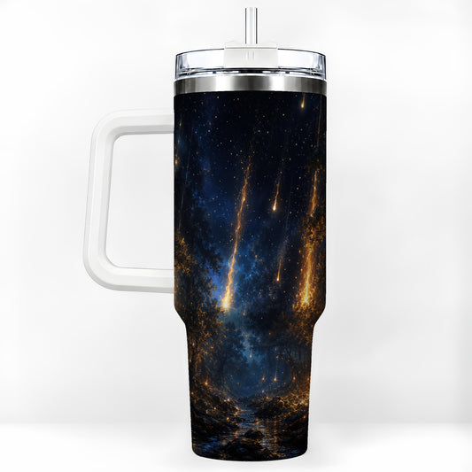 Meteor Shower Forest 40oz Tumbler with Handle, Celestial Art