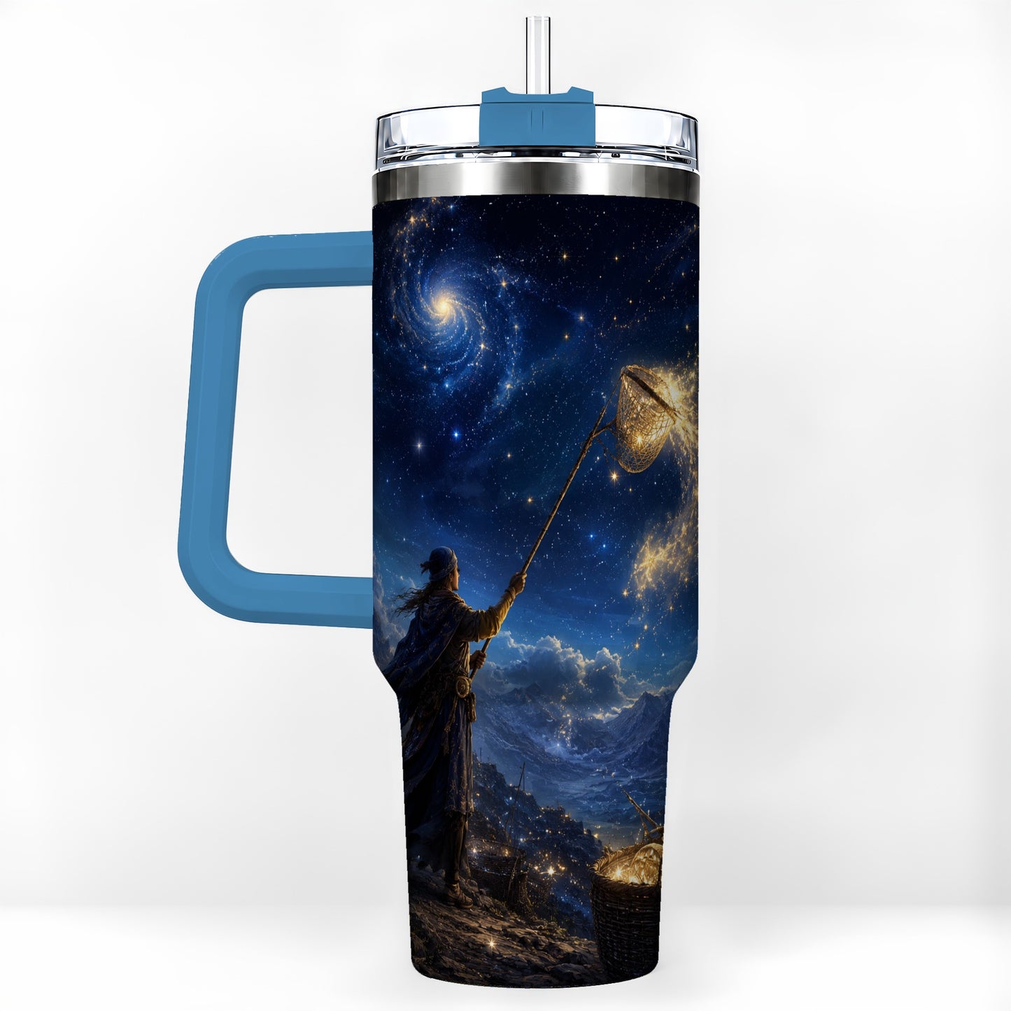 #pl[40oz|Blue] Star Catcher 40oz Tumbler with Handle, Celestial Fantasy Art