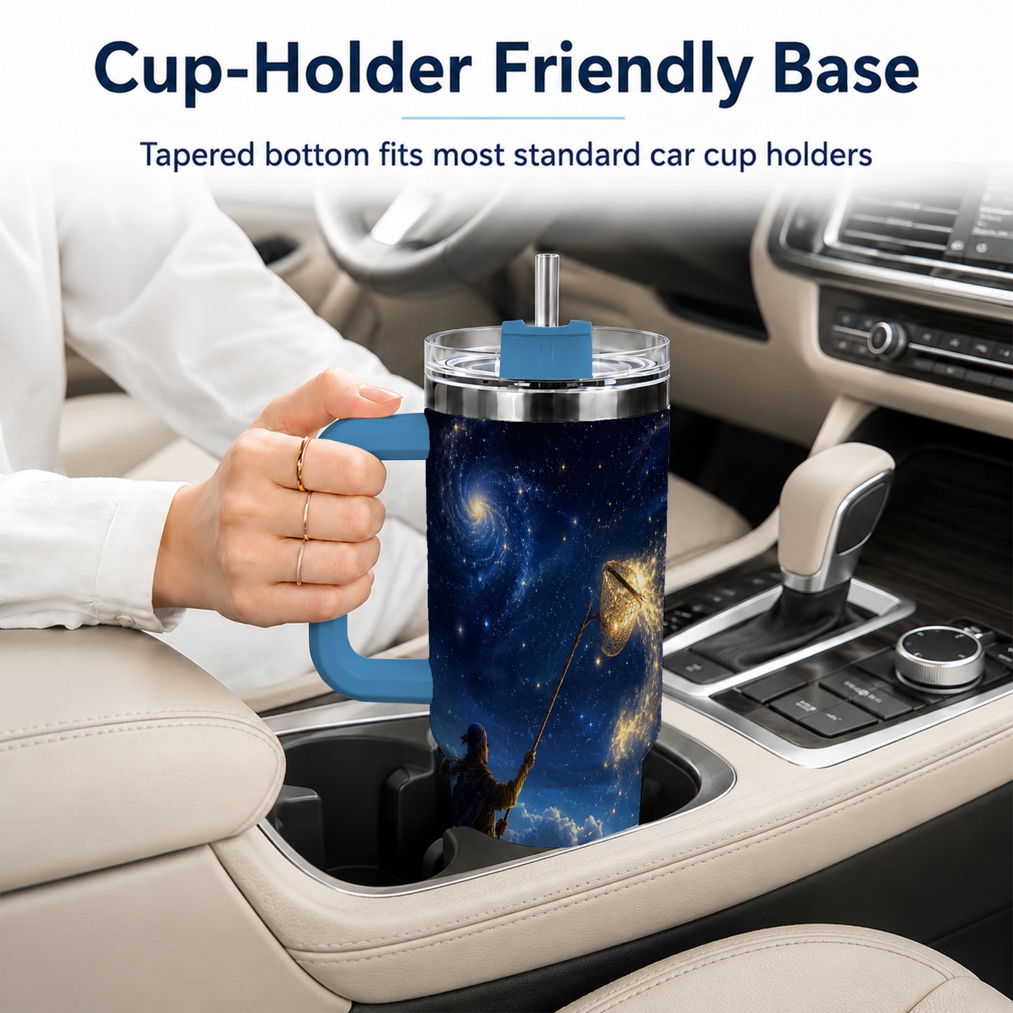 #pl[40oz|Blue] Star Catcher 40oz Tumbler with Handle, Celestial Fantasy Art