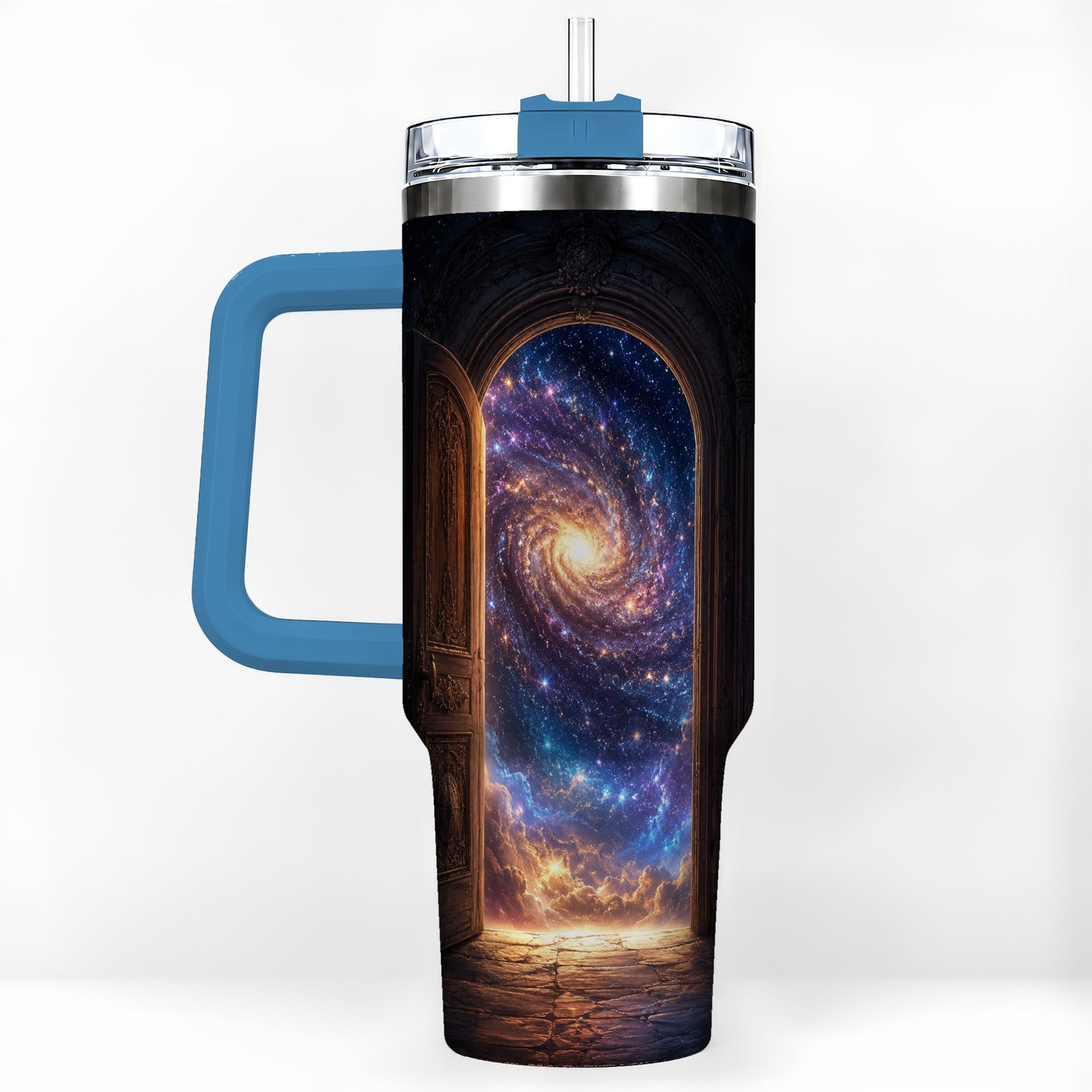 #pl[40oz|Blue] Cosmic Doorway 40oz Tumbler with Handle, Galaxy Portal Art