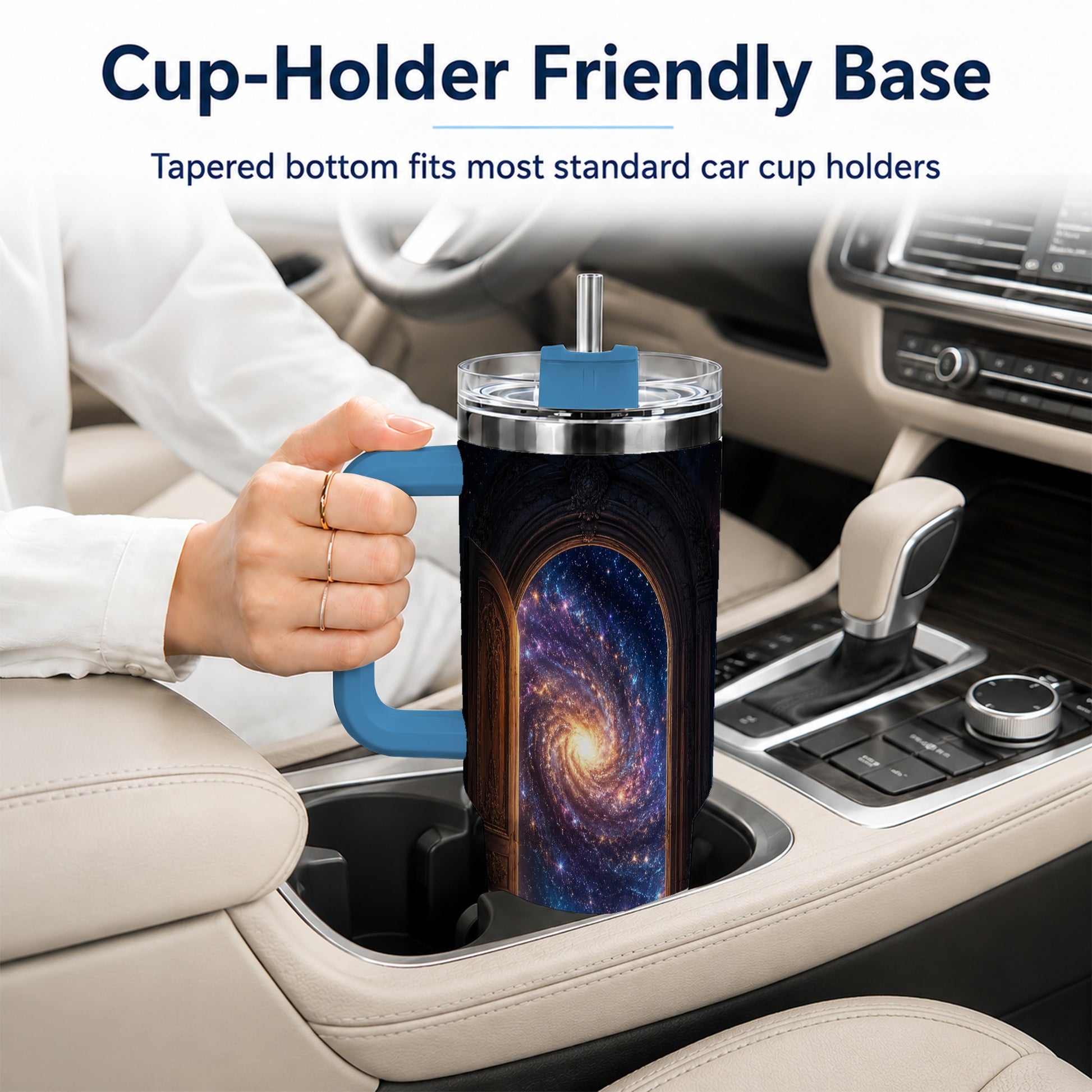 #pl[40oz|Blue] Cosmic Doorway 40oz Tumbler with Handle, Galaxy Portal Art