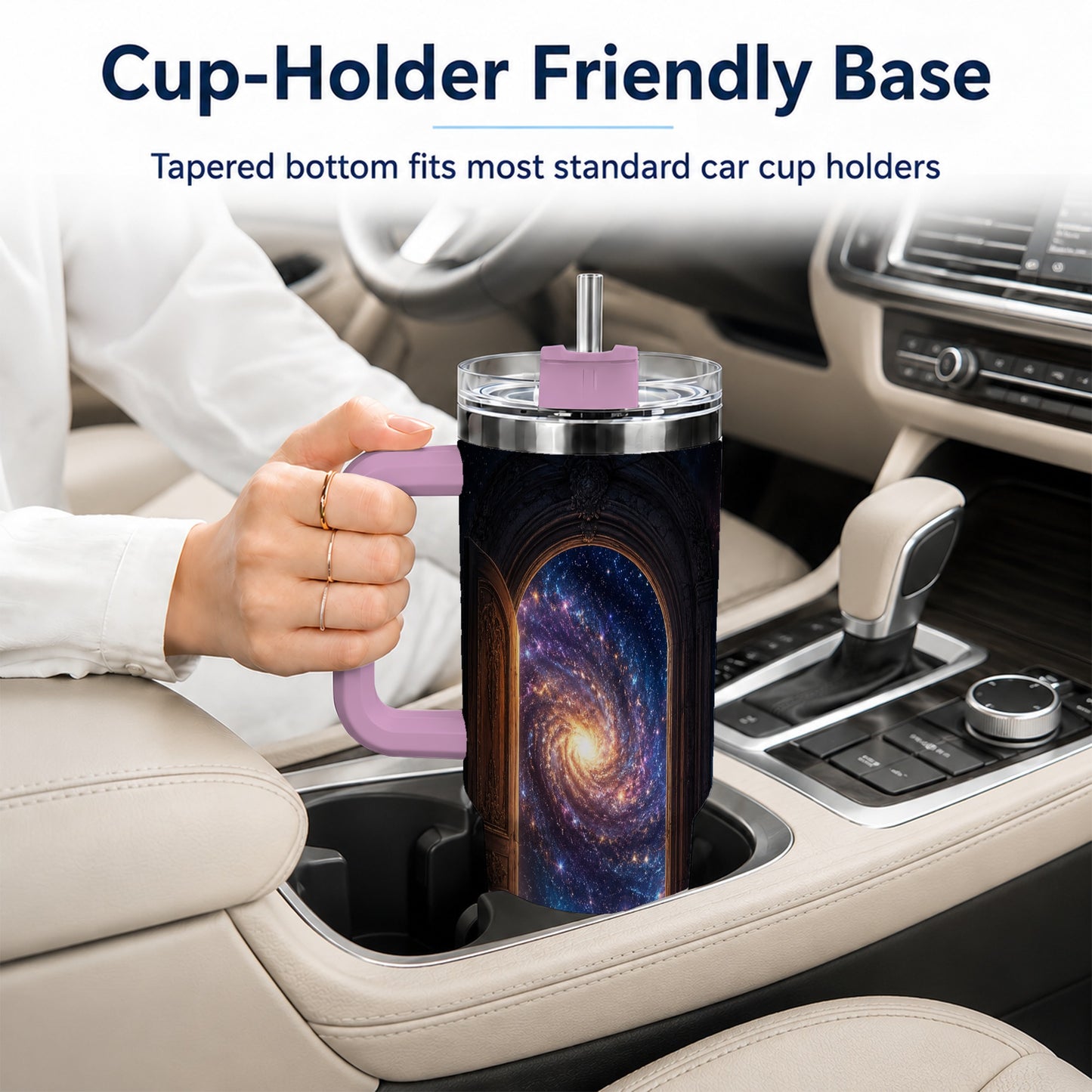 #pl[40oz|Pink] Cosmic Doorway 40oz Tumbler with Handle, Galaxy Portal Art