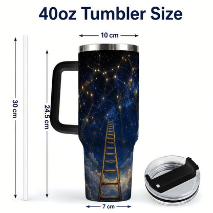 #pl[40oz|Black] Ladder to the Stars 40oz Tumbler with Handle, Celestial Art