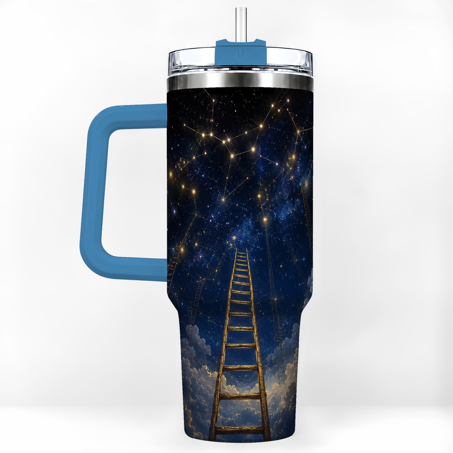 #pl[40oz|Blue] Ladder to the Stars 40oz Tumbler with Handle, Celestial Art