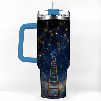 #pl[40oz|Blue] Ladder to the Stars 40oz Tumbler with Handle, Celestial Art