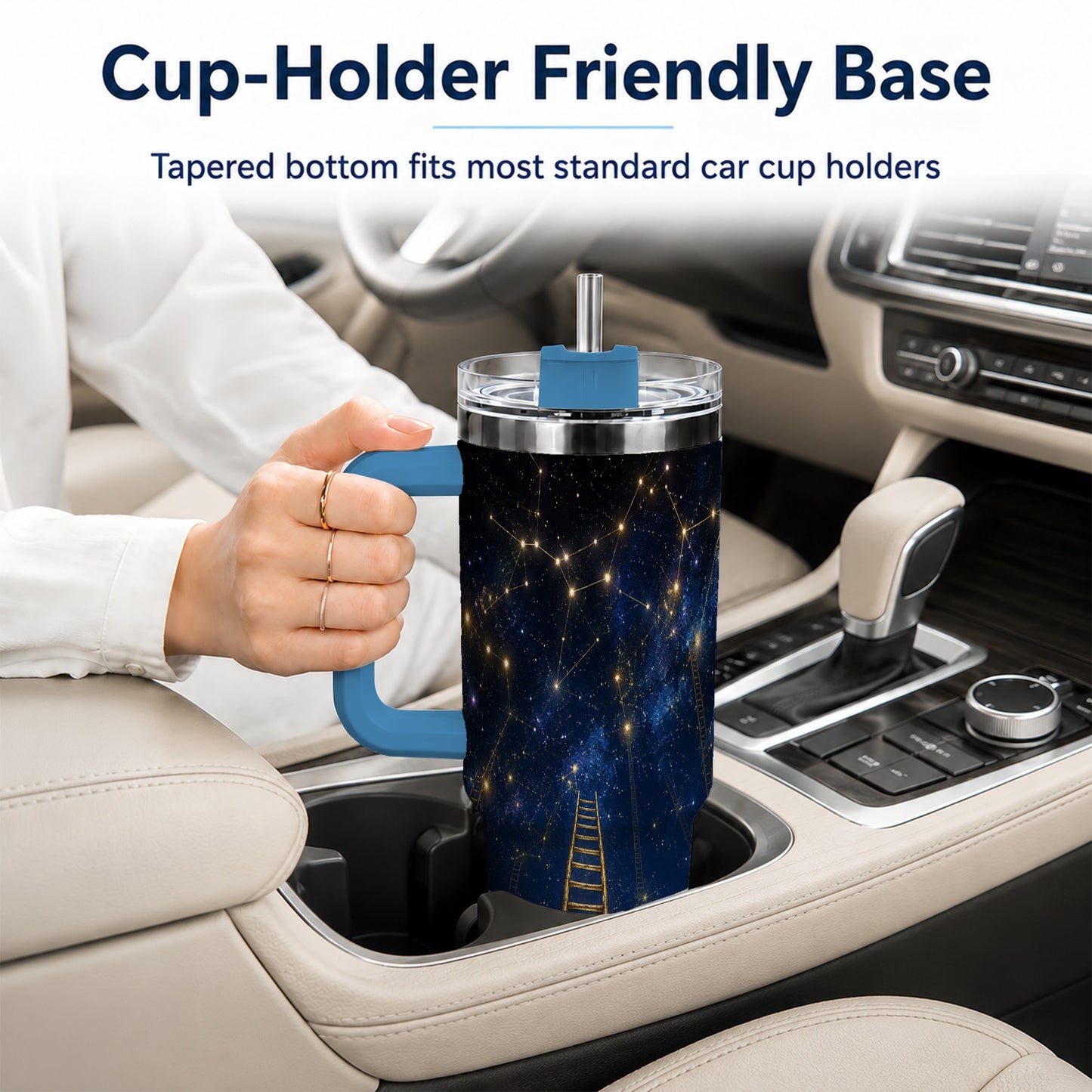 #pl[40oz|Blue] Ladder to the Stars 40oz Tumbler with Handle, Celestial Art