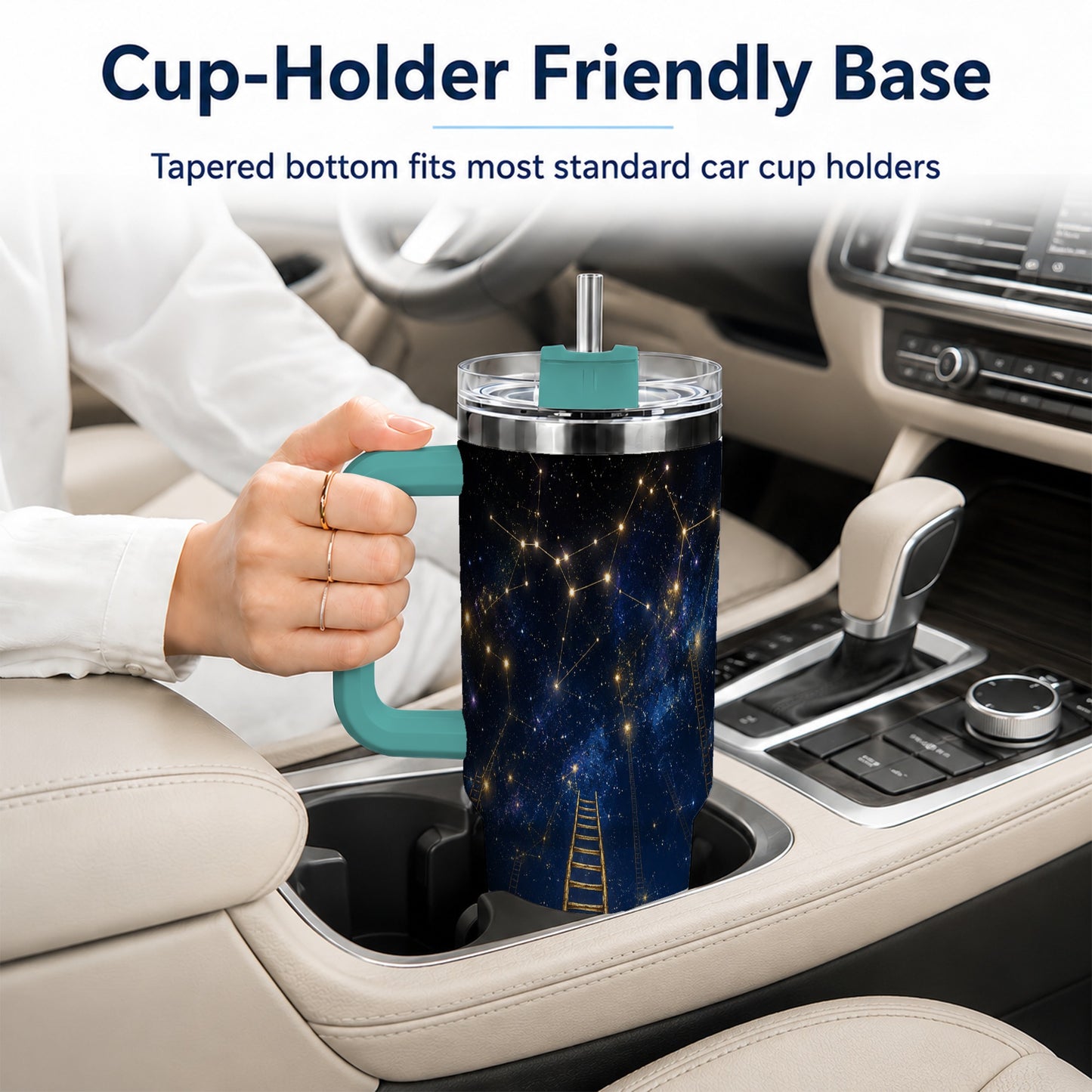 #pl[40oz|Green] Ladder to the Stars 40oz Tumbler with Handle, Celestial Art