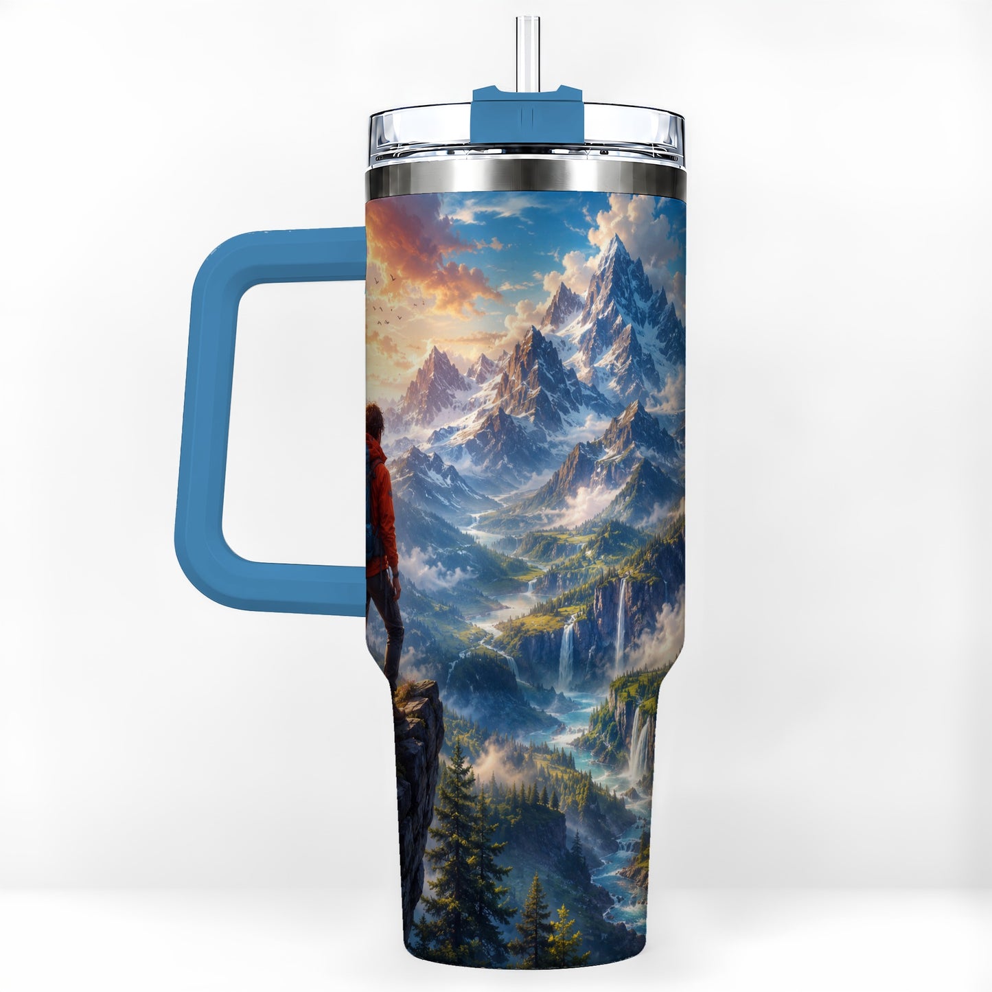 #pl[40oz|Blue] Mountain Hiker 40oz Tumbler with Handle, Alpine Valley Adventure