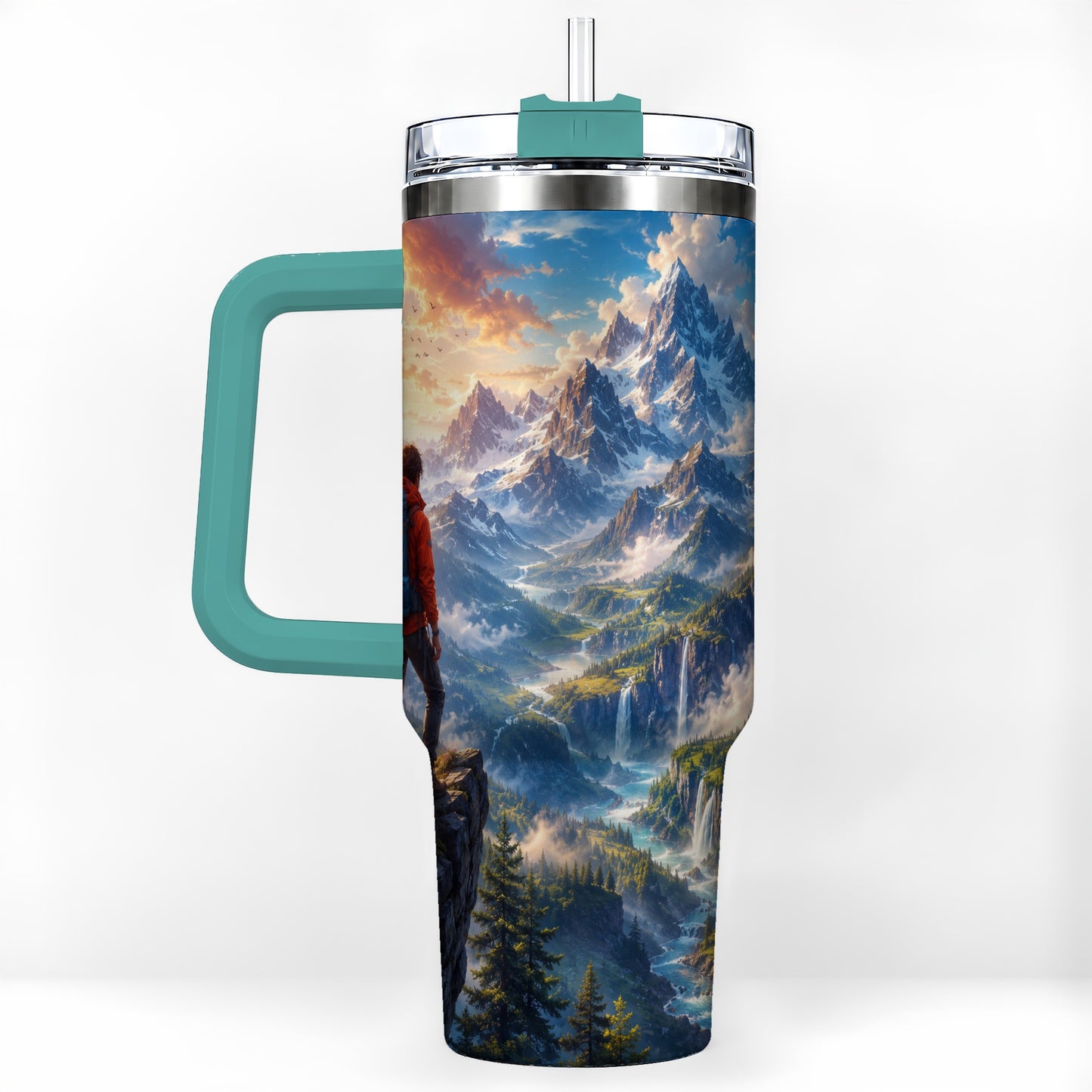 #pl[40oz|Green] Mountain Hiker 40oz Tumbler with Handle, Alpine Valley Adventure