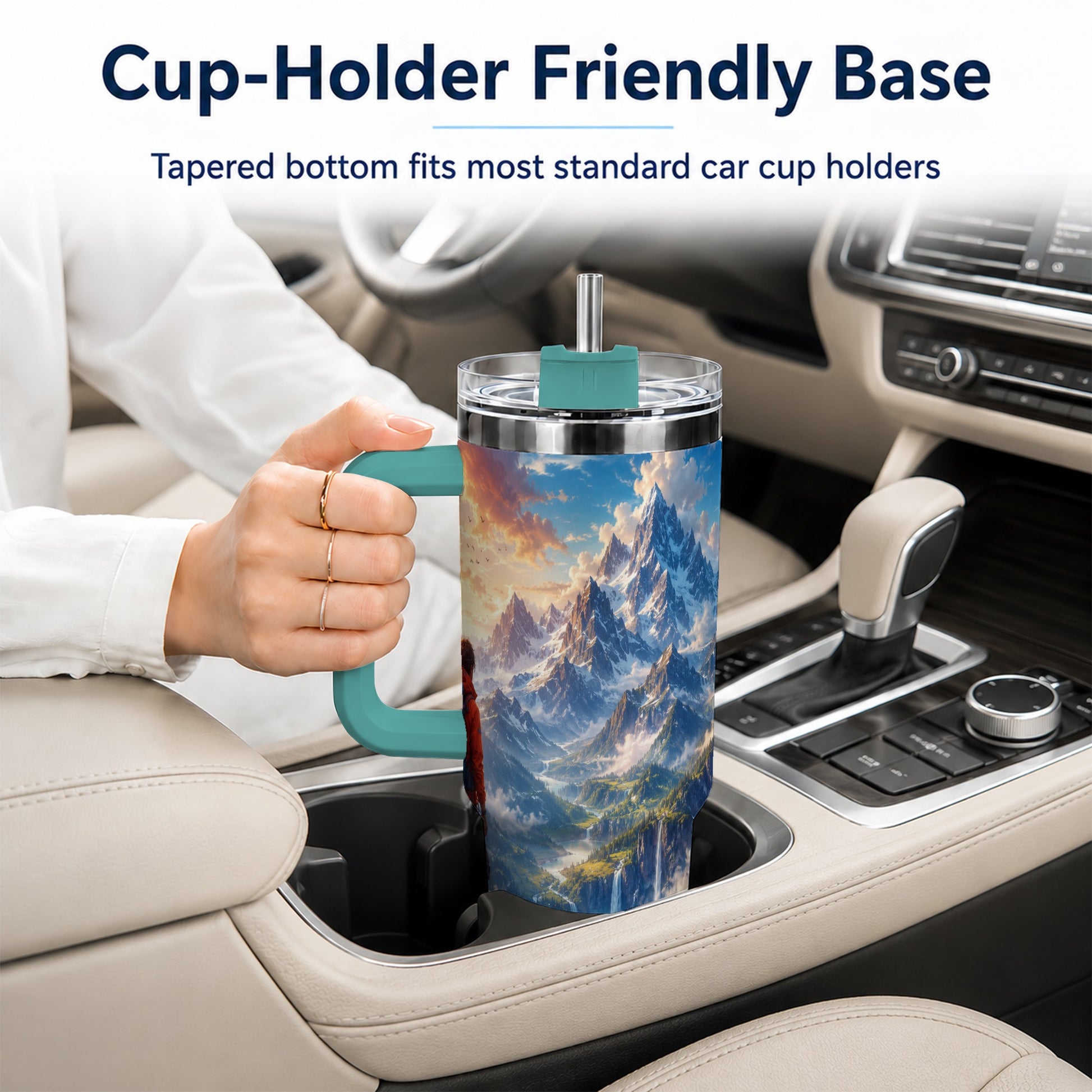 #pl[40oz|Green] Mountain Hiker 40oz Tumbler with Handle, Alpine Valley Adventure