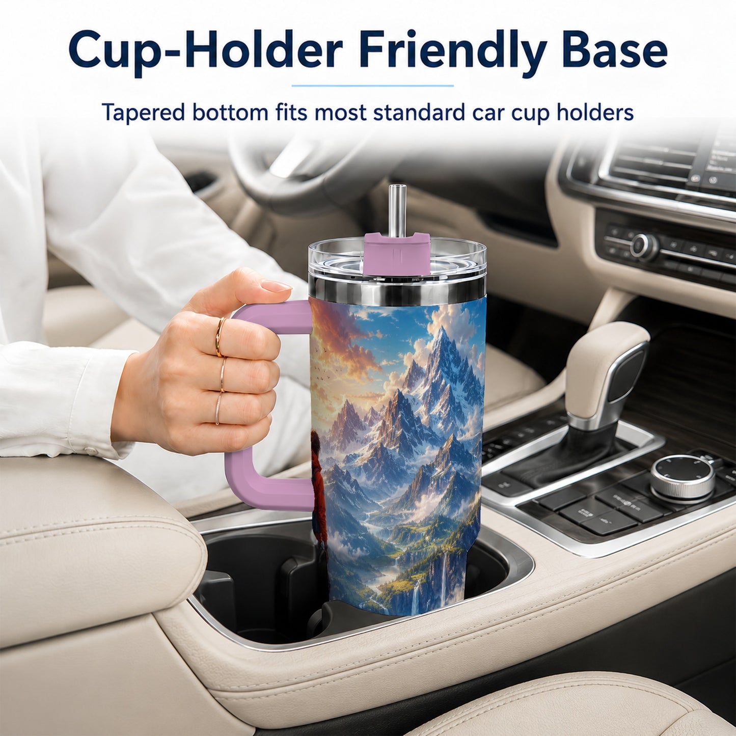 #pl[40oz|Pink] Mountain Hiker 40oz Tumbler with Handle, Alpine Valley Adventure
