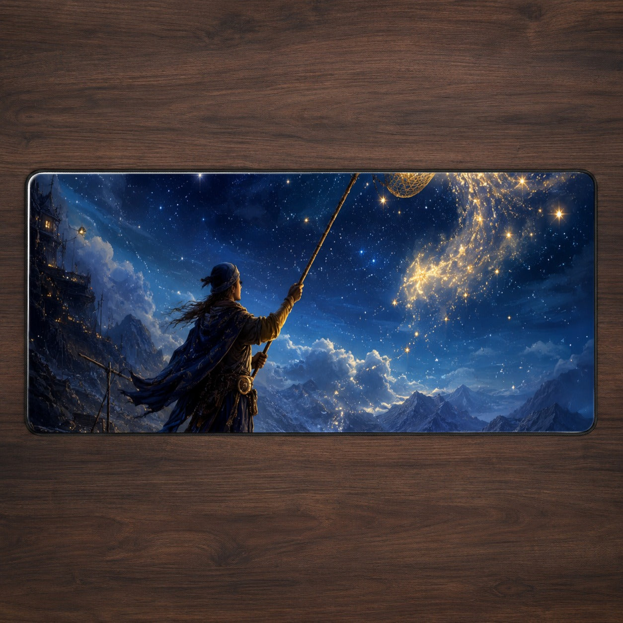 Star Catcher Desk Mat 31.5x11.8 Inch, Celestial Fantasy Art
