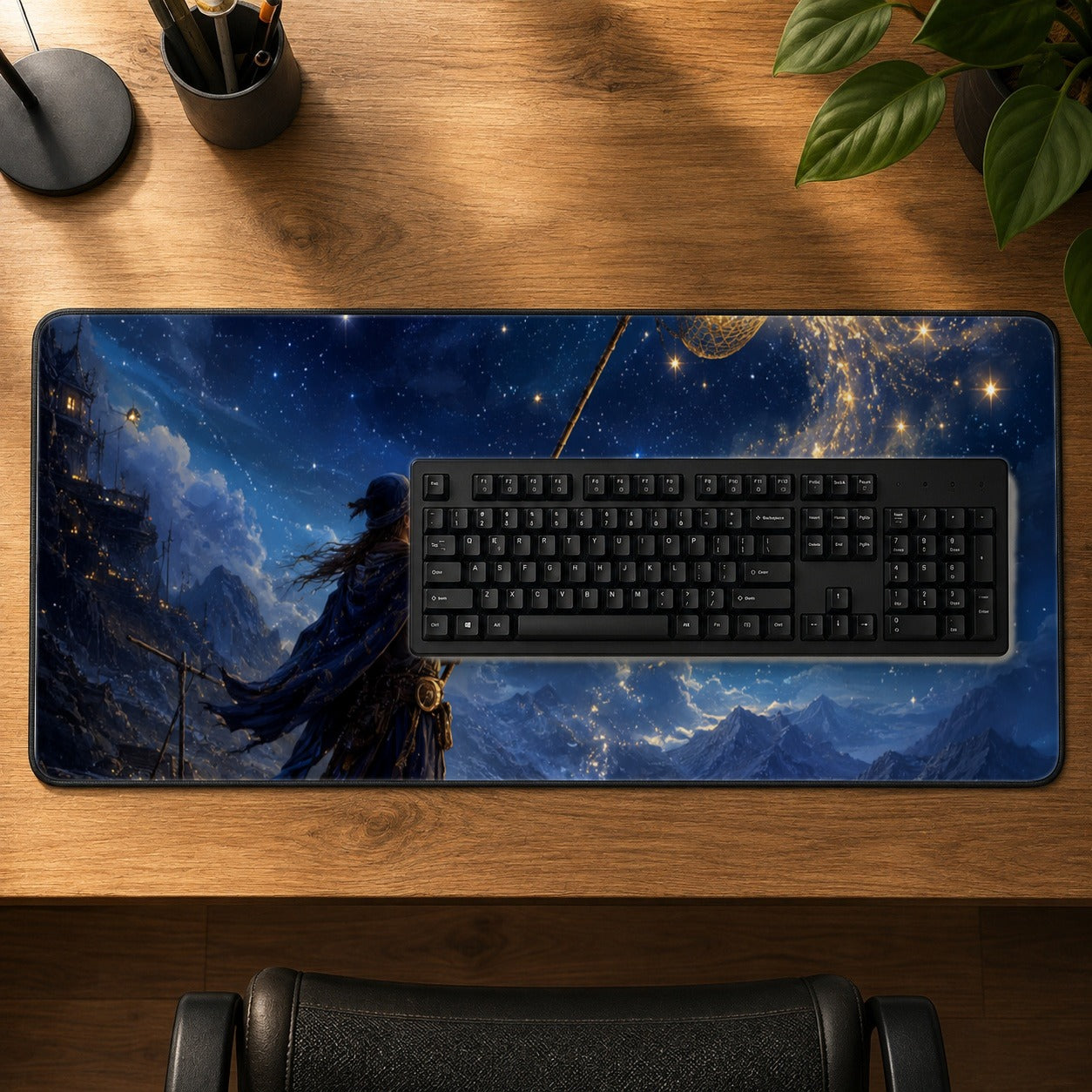 #pl[31.5x11.8 Inch (80x30cm)|Multicolor] Star Catcher Desk Mat 31.5x11.8 Inch, Celestial Fantasy Art