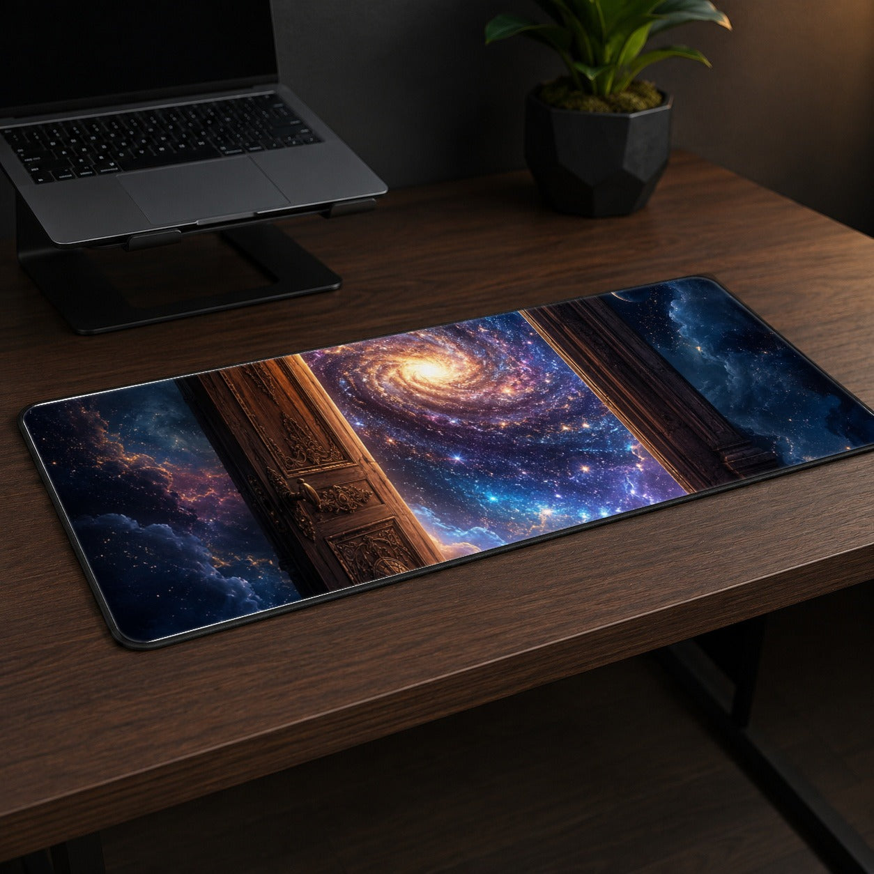 #pl[31.5x11.8 Inch (80x30cm)|Multicolor] Cosmic Doorway Desk Mat 31.5x11.8 Inch, Galaxy Portal Art