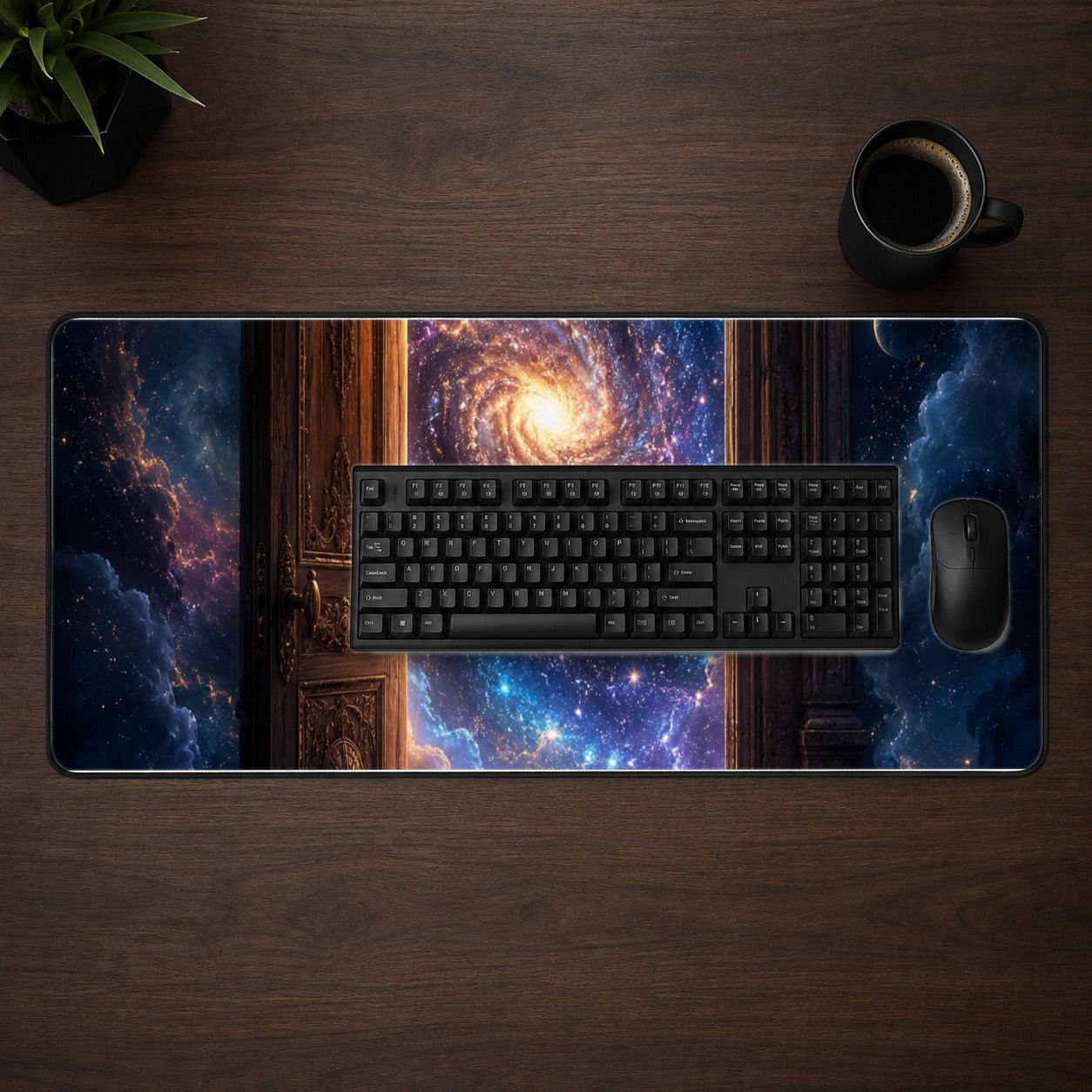 #pl[31.5x11.8 Inch (80x30cm)|Multicolor] Cosmic Doorway Desk Mat 31.5x11.8 Inch, Galaxy Portal Art
