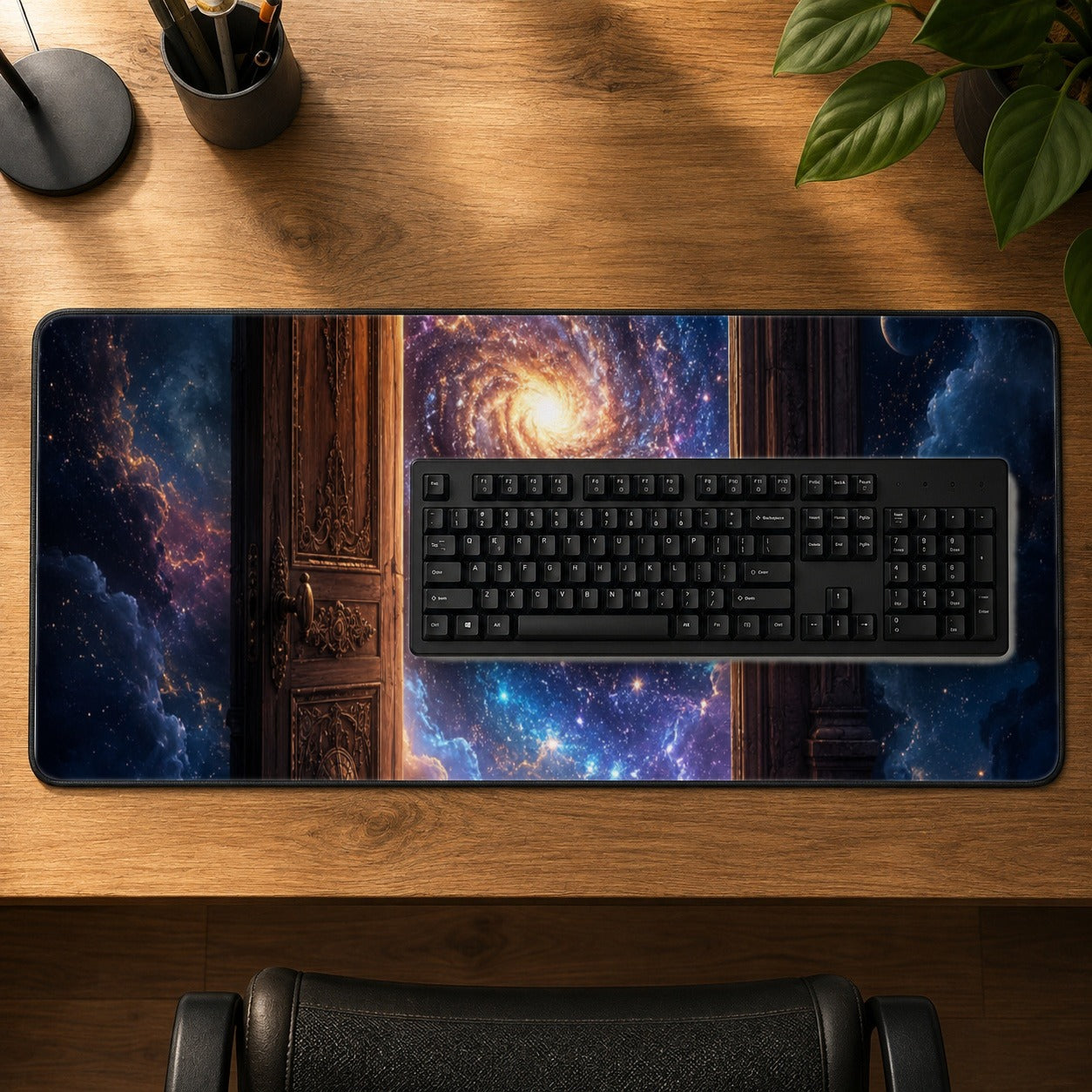 #pl[31.5x11.8 Inch (80x30cm)|Multicolor] Cosmic Doorway Desk Mat 31.5x11.8 Inch, Galaxy Portal Art