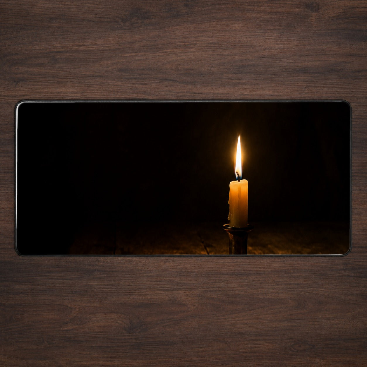 Candlelight Desk Mat 31.5x11.8 Inch, Dark Cozy Still Life Art