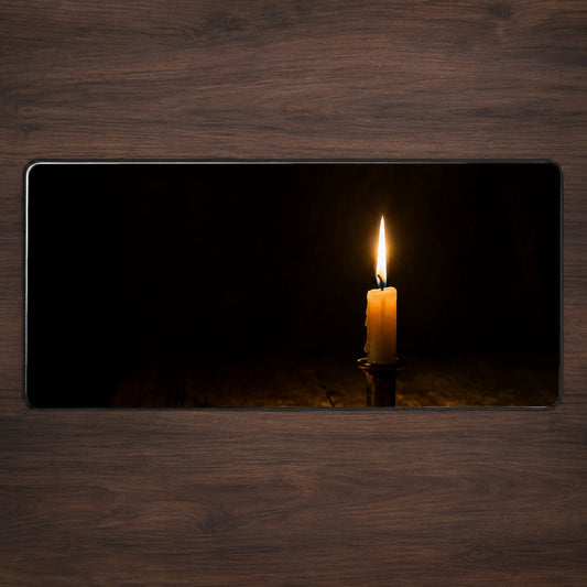 Candlelight Desk Mat 31.5x11.8 Inch, Dark Cozy Still Life Art