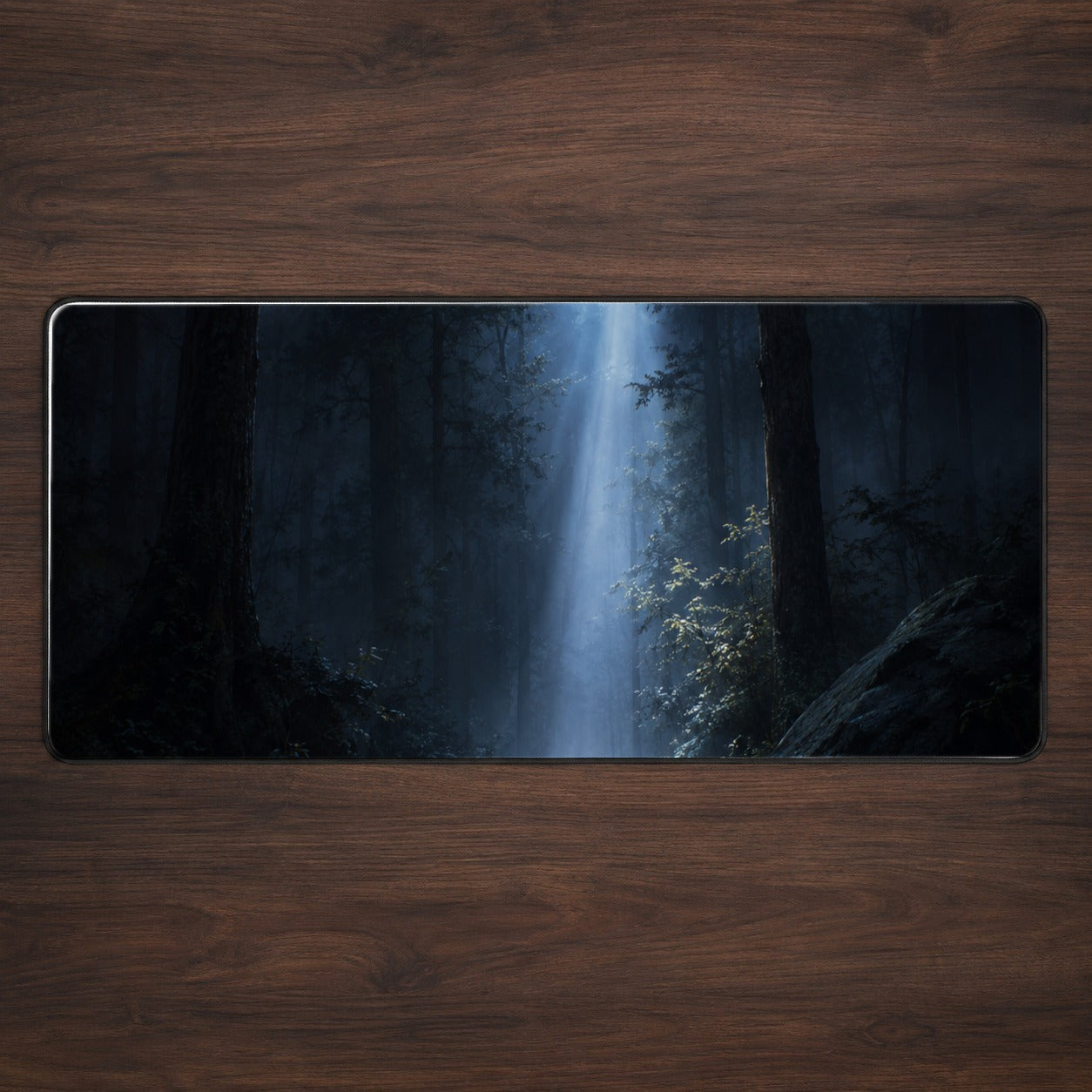 Moonlit Forest Desk Mat 31.5x11.8 Inch, Woodland Night Art