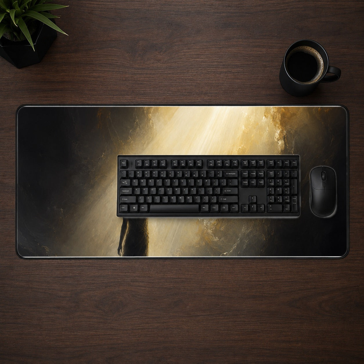 #pl[31.5x11.8 Inch (80x30cm)|Multicolor] Reaching for Light Desk Mat 31.5x11.8 Inch, Hopeful Cave Art
