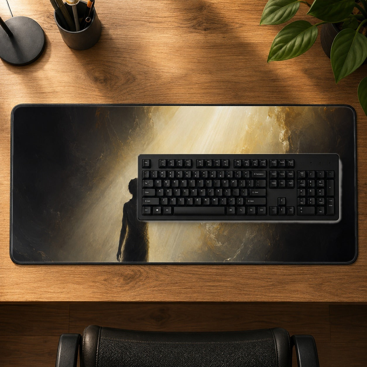 #pl[31.5x11.8 Inch (80x30cm)|Multicolor] Reaching for Light Desk Mat 31.5x11.8 Inch, Hopeful Cave Art