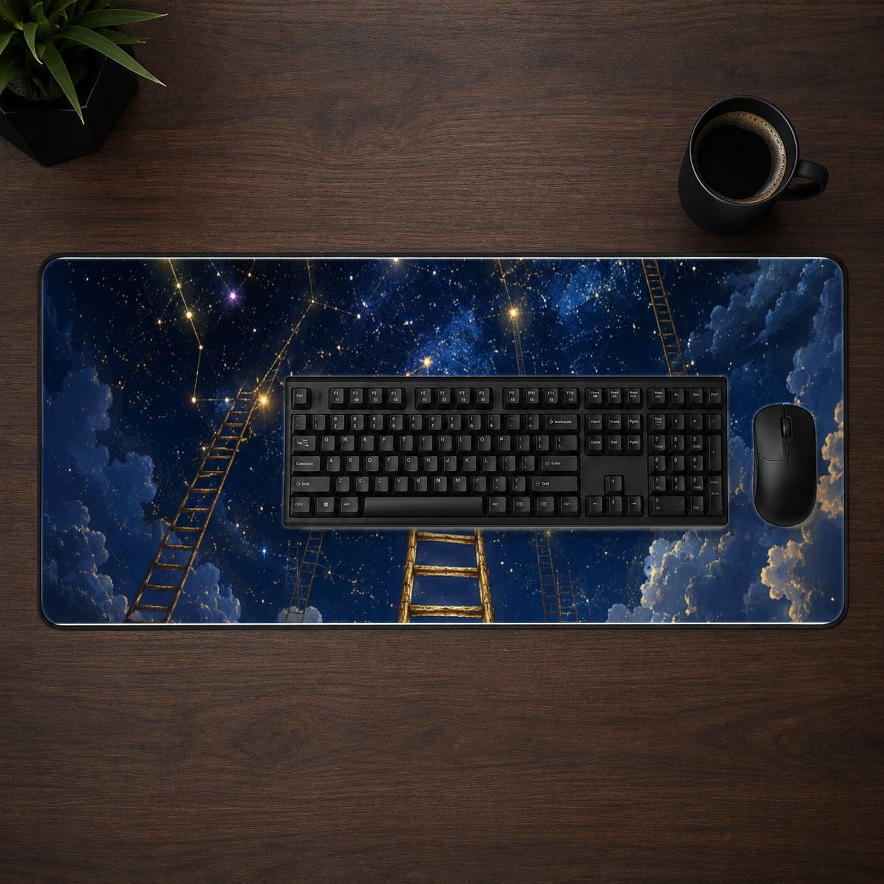 #pl[31.5x11.8 Inch (80x30cm)|Multicolor] Ladder to the Stars Desk Mat 31.5x11.8 Inch, Celestial Art