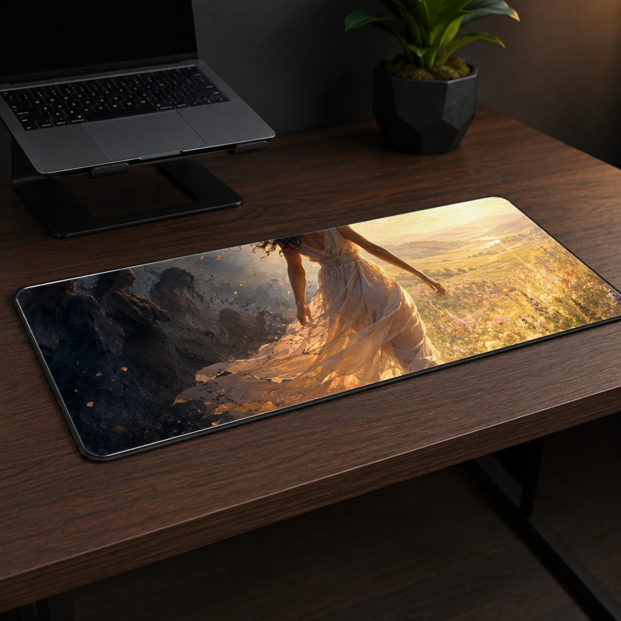 #pl[31.5x11.8 Inch (80x30cm)|Multicolor] Into the Light Desk Mat 31.5x11.8 Inch, Hopeful Journey Art