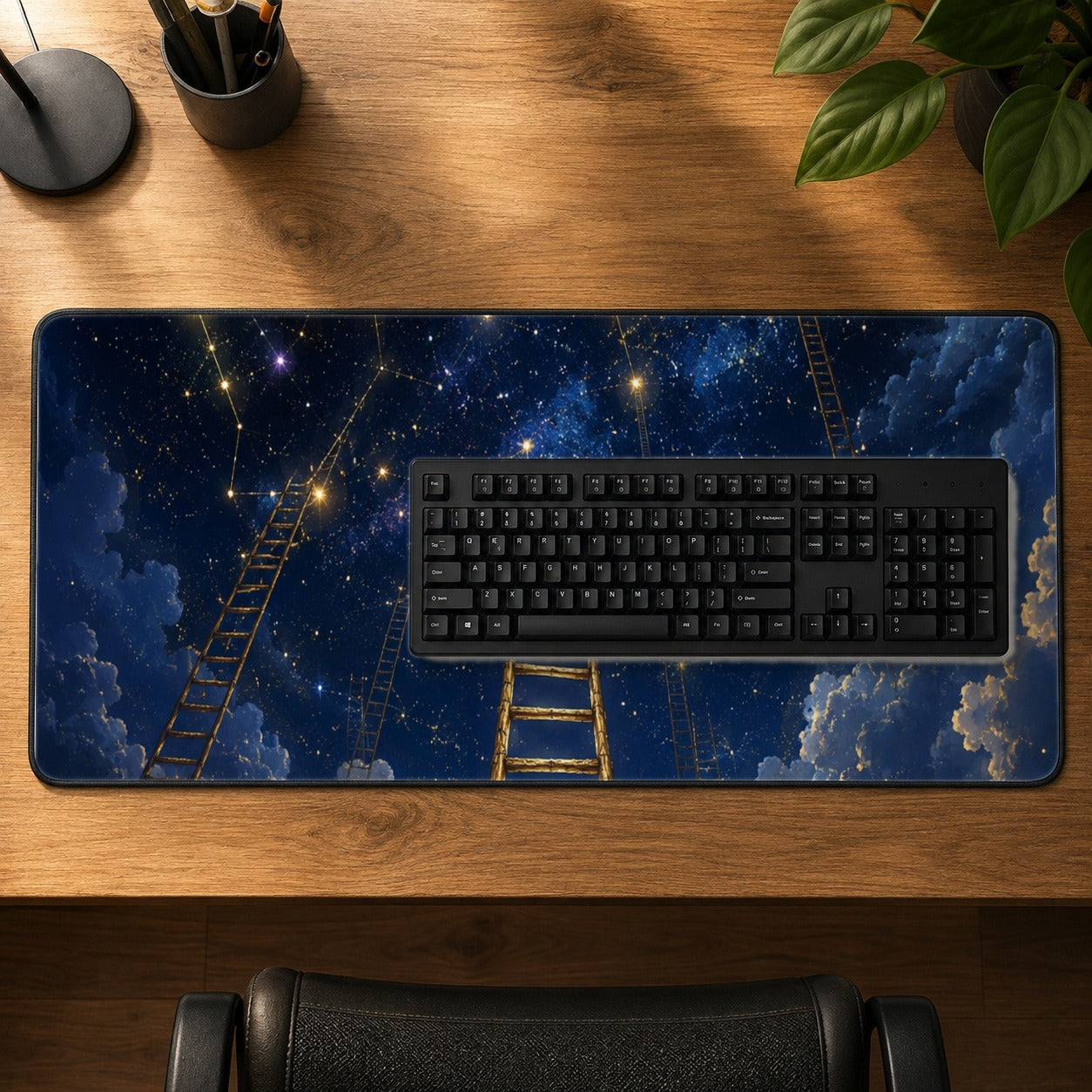 #pl[31.5x11.8 Inch (80x30cm)|Multicolor] Ladder to the Stars Desk Mat 31.5x11.8 Inch, Celestial Art