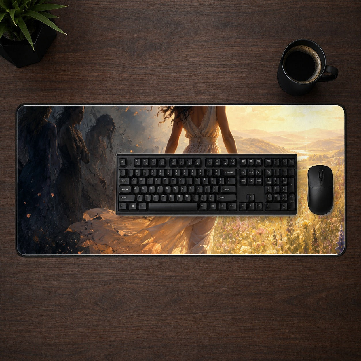 #pl[31.5x11.8 Inch (80x30cm)|Multicolor] Into the Light Desk Mat 31.5x11.8 Inch, Hopeful Journey Art